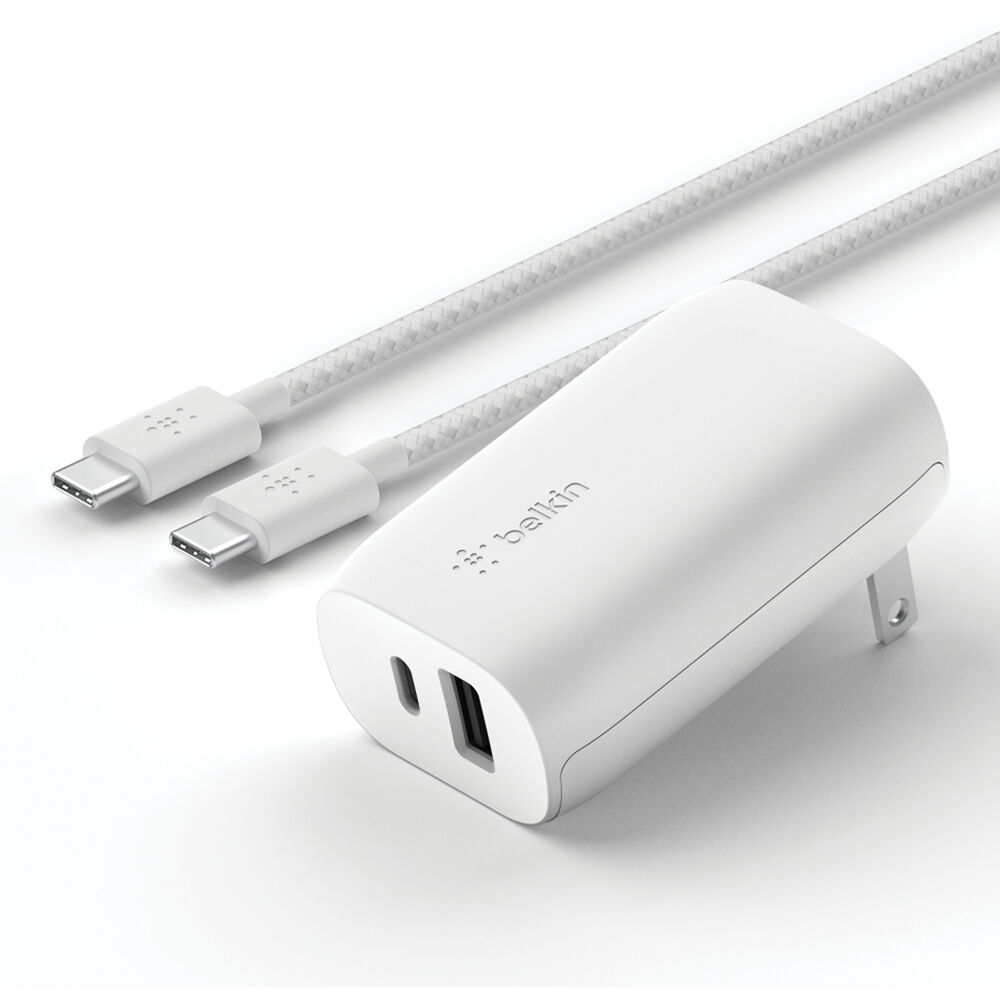 Belkin BOOST CHARGE white braided USB-C to USB-C cable, 1 m charging cable — view 2