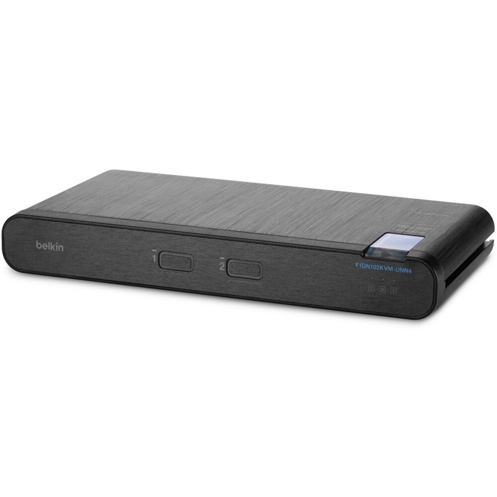 Belkin 2-port universal secure KVM switch for DisplayPort and HDMI systems, 4K support, no CAC — view 3