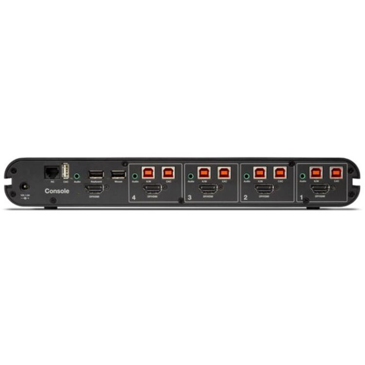 Belkin 4-port secure KVM switch with DisplayPort and HDMI support for CAC-protected workstation access — view 2