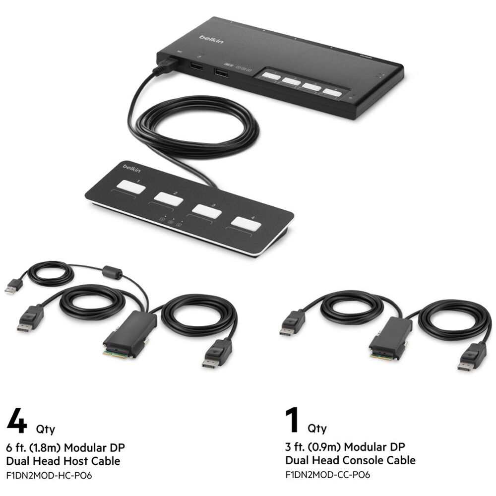 Belkin F1DN204MOD-PP-4 modular secure KVM switch with dual-head DisplayPort and remote panel — view 5