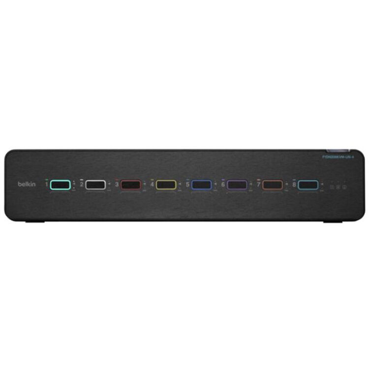 Belkin 8-port dual-head universal secure KVM switch with CAC support for DisplayPort and HDMI control rooms — view 2