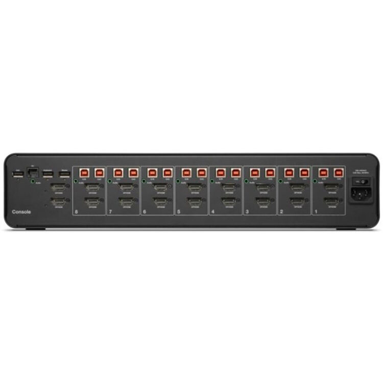 Belkin 8-port dual-head universal secure KVM switch with CAC support for DisplayPort and HDMI control rooms — view 3