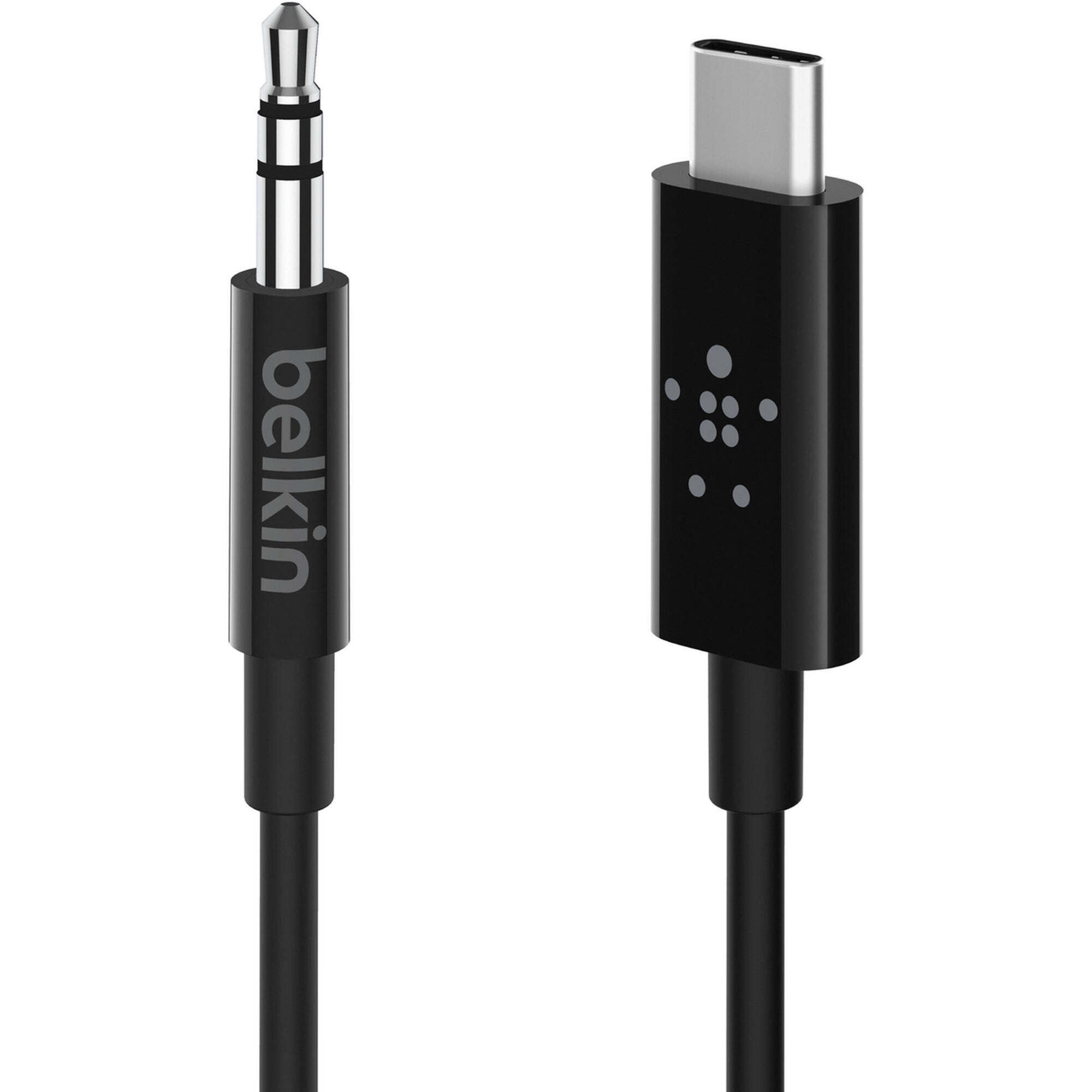 Belkin black USB‑C to 3.5 mm TRRS audio adapter cable — view 4