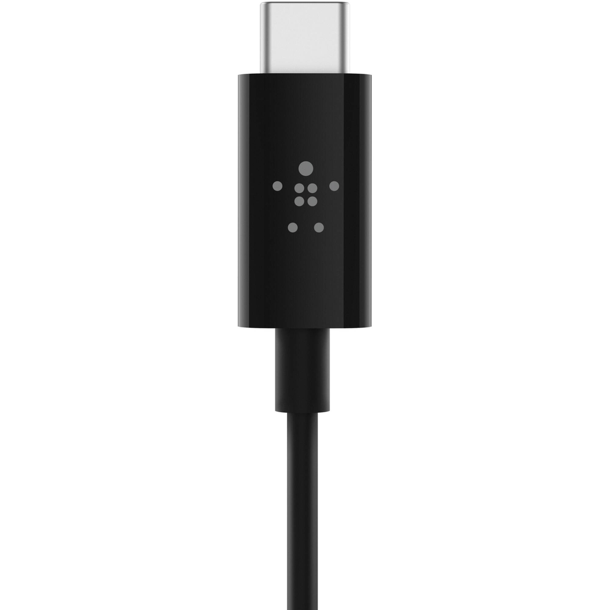 Belkin black USB‑C to 3.5 mm TRRS audio adapter cable — view 6