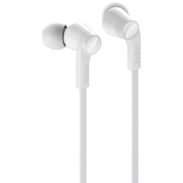Belkin USB-C in-ear headphones in white, wired headset for compatible USB-C devices — view 2