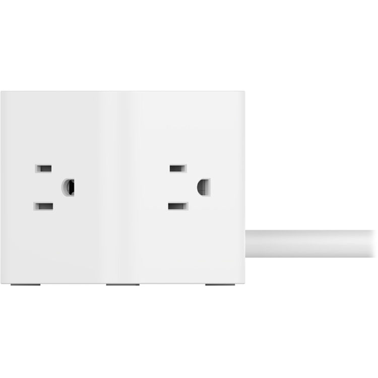 Belkin power strip with 3 outlets, USB A charging, and 5 ft cord for desktop power distribution — view 3