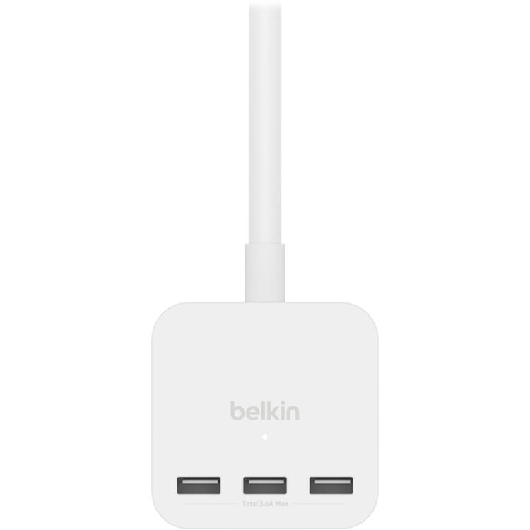 Belkin power strip with 3 outlets, USB A charging, and 5 ft cord for desktop power distribution — view 5