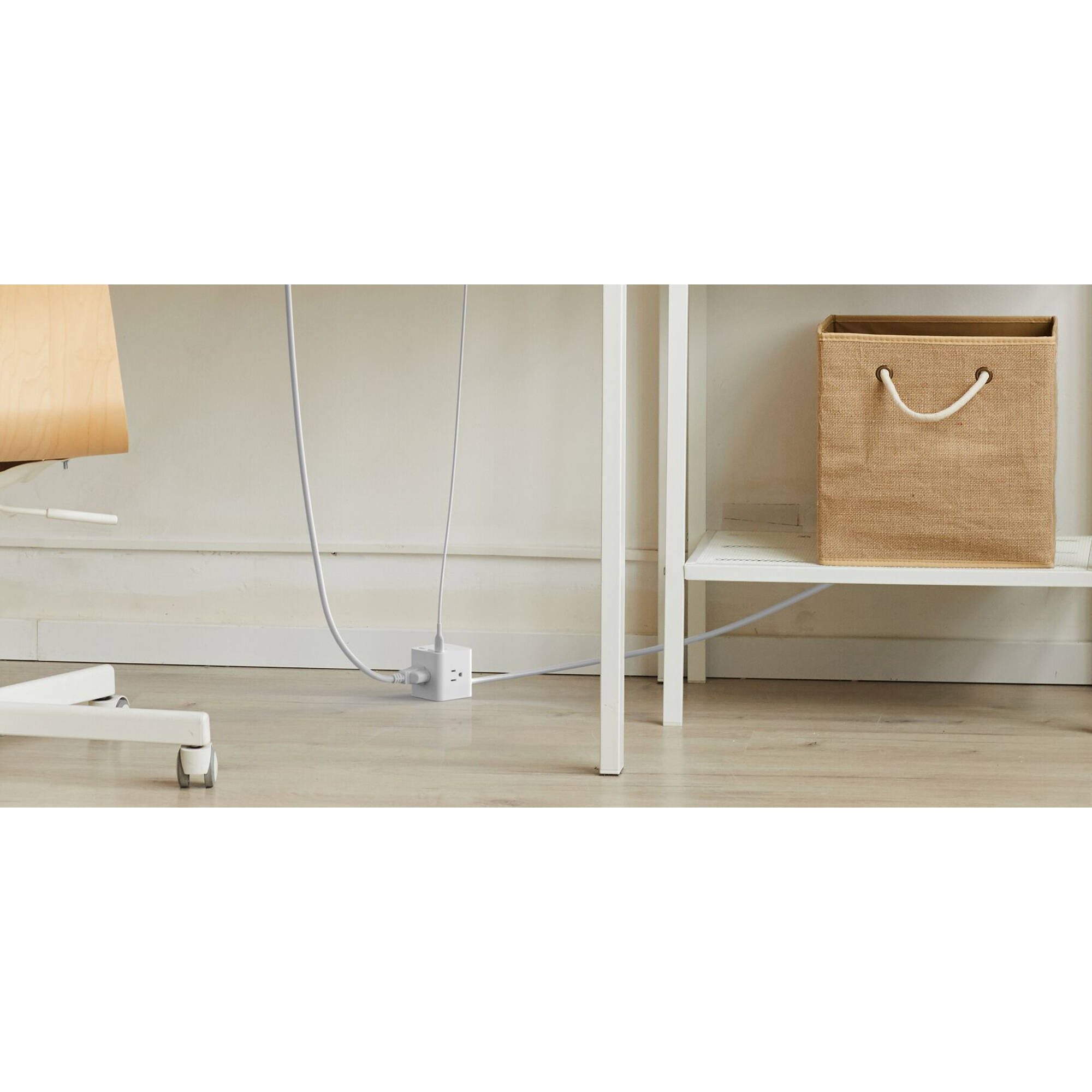 Belkin power strip with 3 outlets, USB A charging, and 5 ft cord for desktop power distribution — view 6