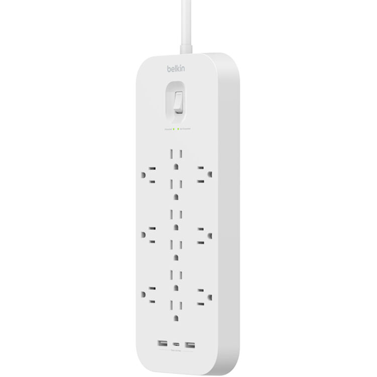 Belkin 12-outlet surge protector with 6 ft cord and USB A-C charging — view 3