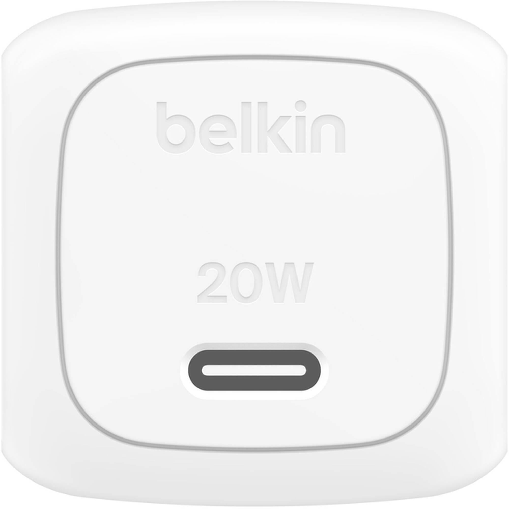 Belkin 20W USB-C wall charger in compact cube design, white — view 4