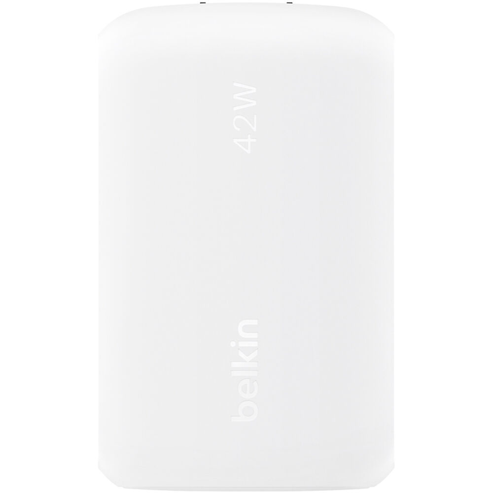 Belkin 42 W PPS USB-C wall charger in white with single USB-C port — view 3