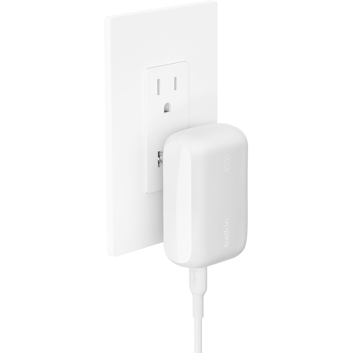 Belkin 42 W PPS USB-C wall charger in white with single USB-C port — view 5