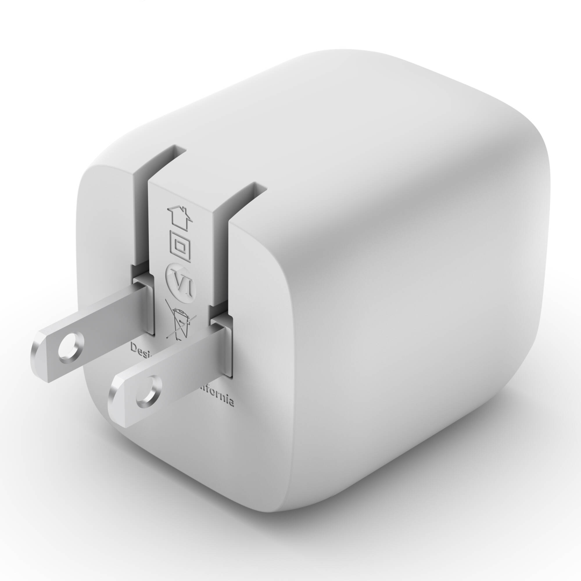 Belkin 45W dual USB-C GaN wall charger with 2 m USB-C to USB-C cable, white — view 2