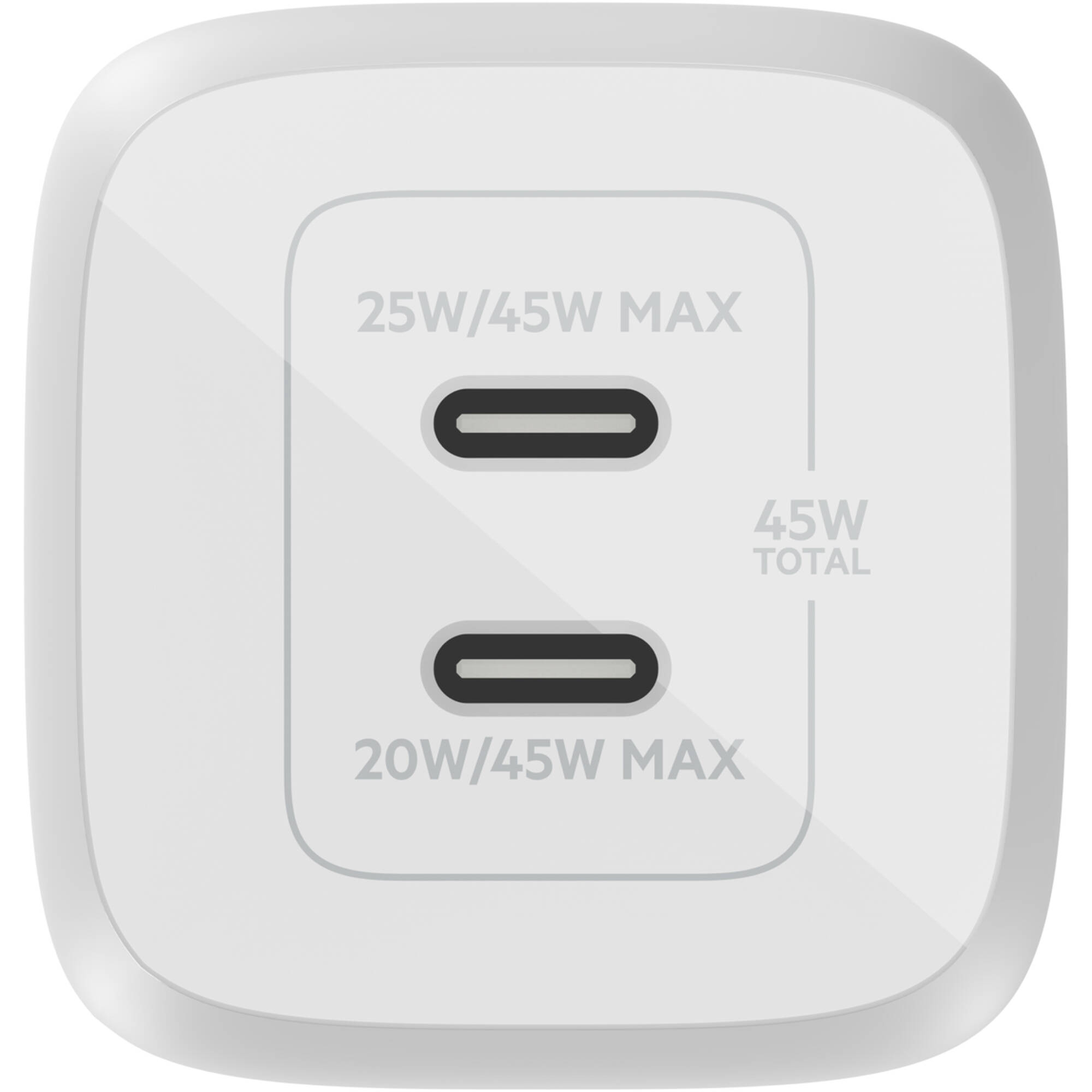 Belkin 45W dual USB-C GaN wall charger with 2 m USB-C to USB-C cable, white — view 5