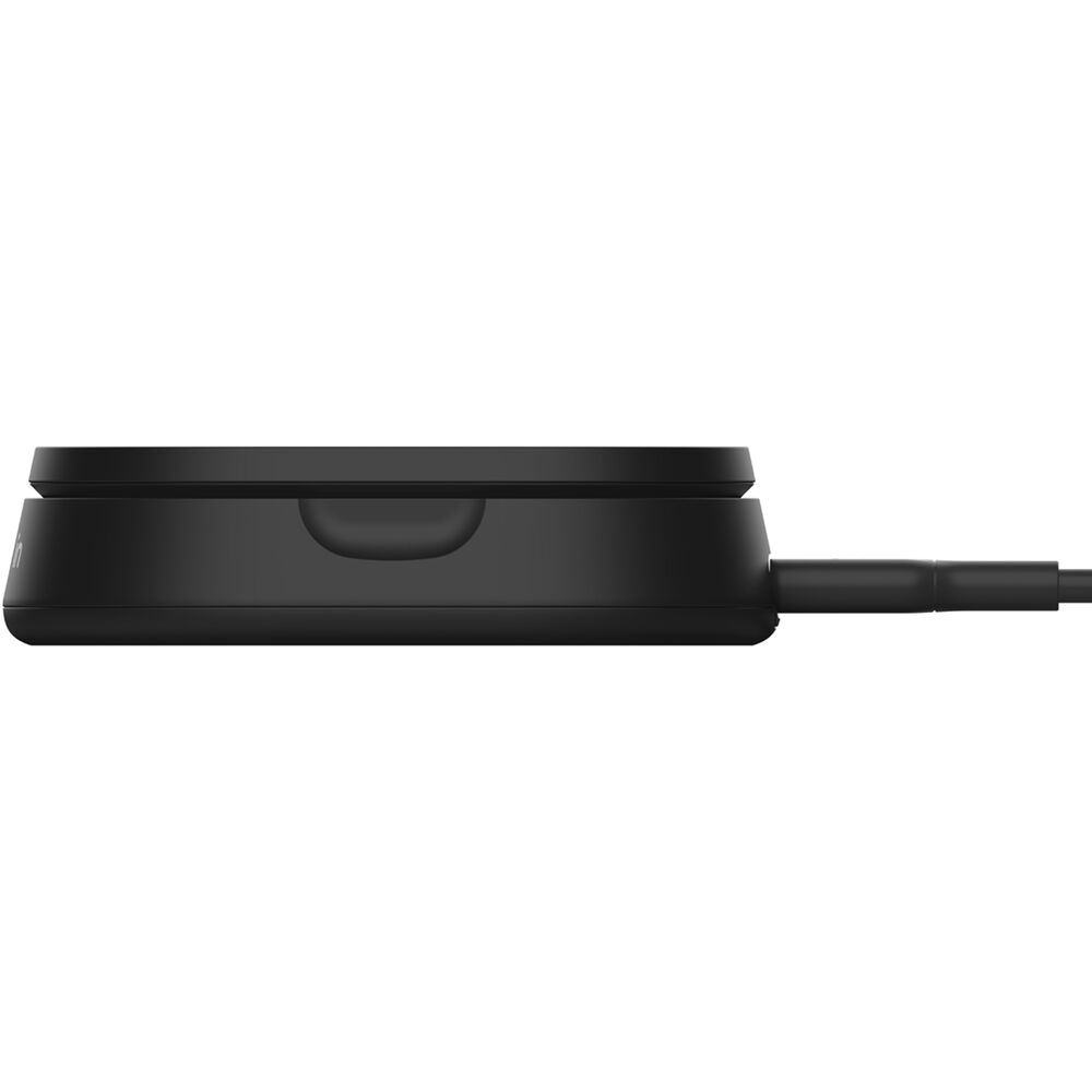 Belkin QI2 Convertible Pad/Stand wireless charger in white, shown in pad and stand positions — view 3