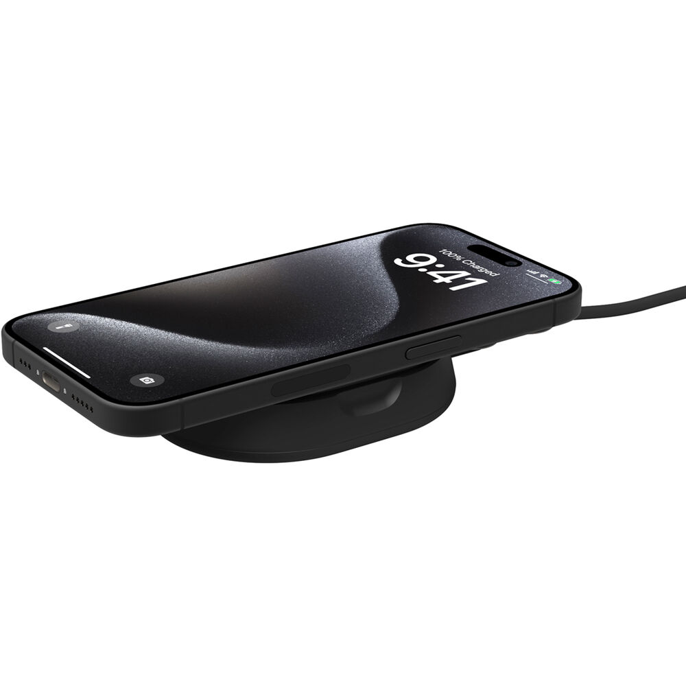 Belkin QI2 Convertible Pad/Stand wireless charger in white, shown in pad and stand positions — view 7