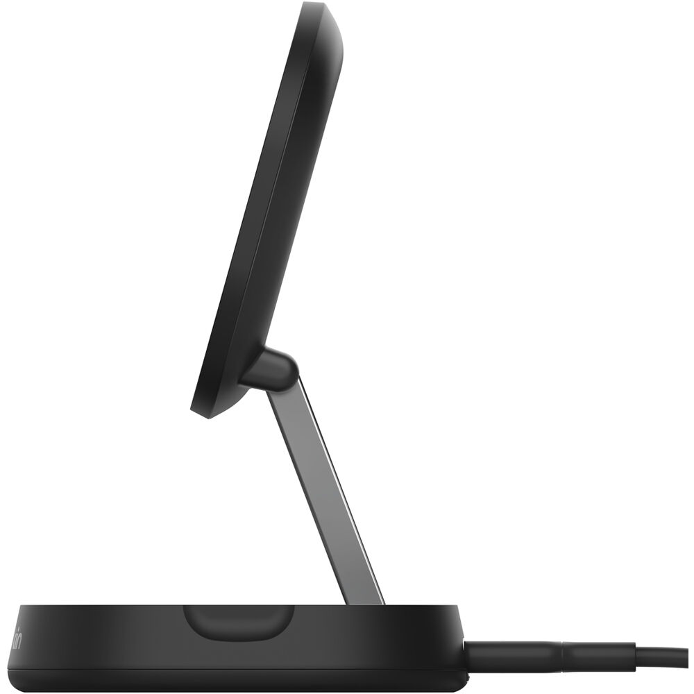 Belkin QI2 Convertible Pad/Stand wireless charger in white, shown in pad and stand positions — view 8