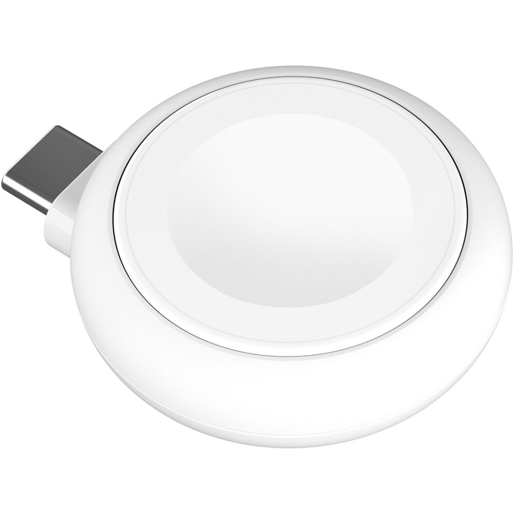 Belkin Qi2 15W 3-in-1 wireless charger pad in white with USB-C to Apple Watch adapter — view 3