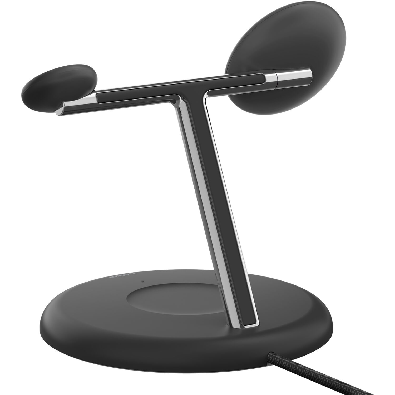 Belkin Qi2 3-in-1 magnetic wireless charging stand in black — view 2