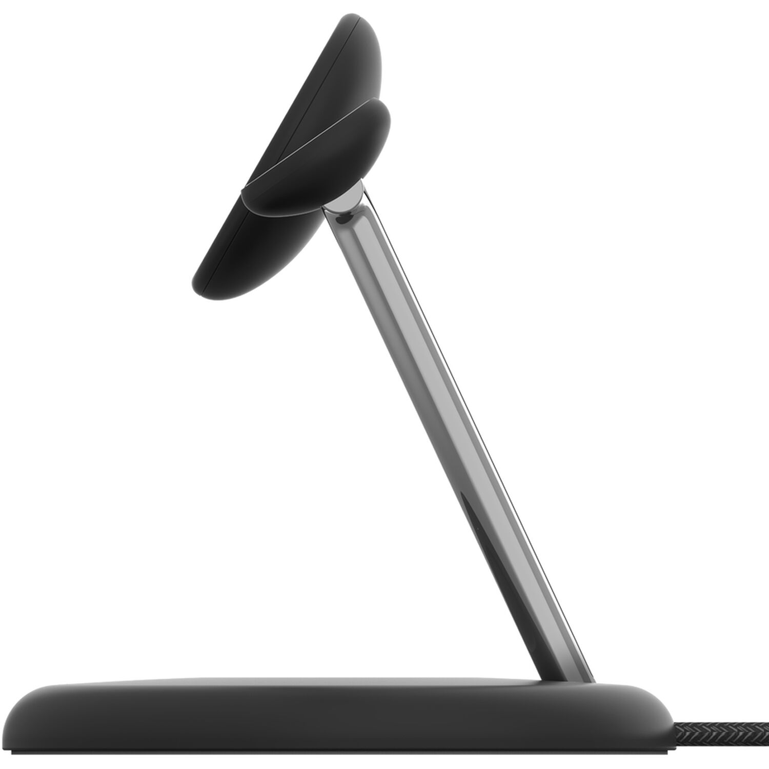 Belkin Qi2 3-in-1 magnetic wireless charging stand in black — view 3
