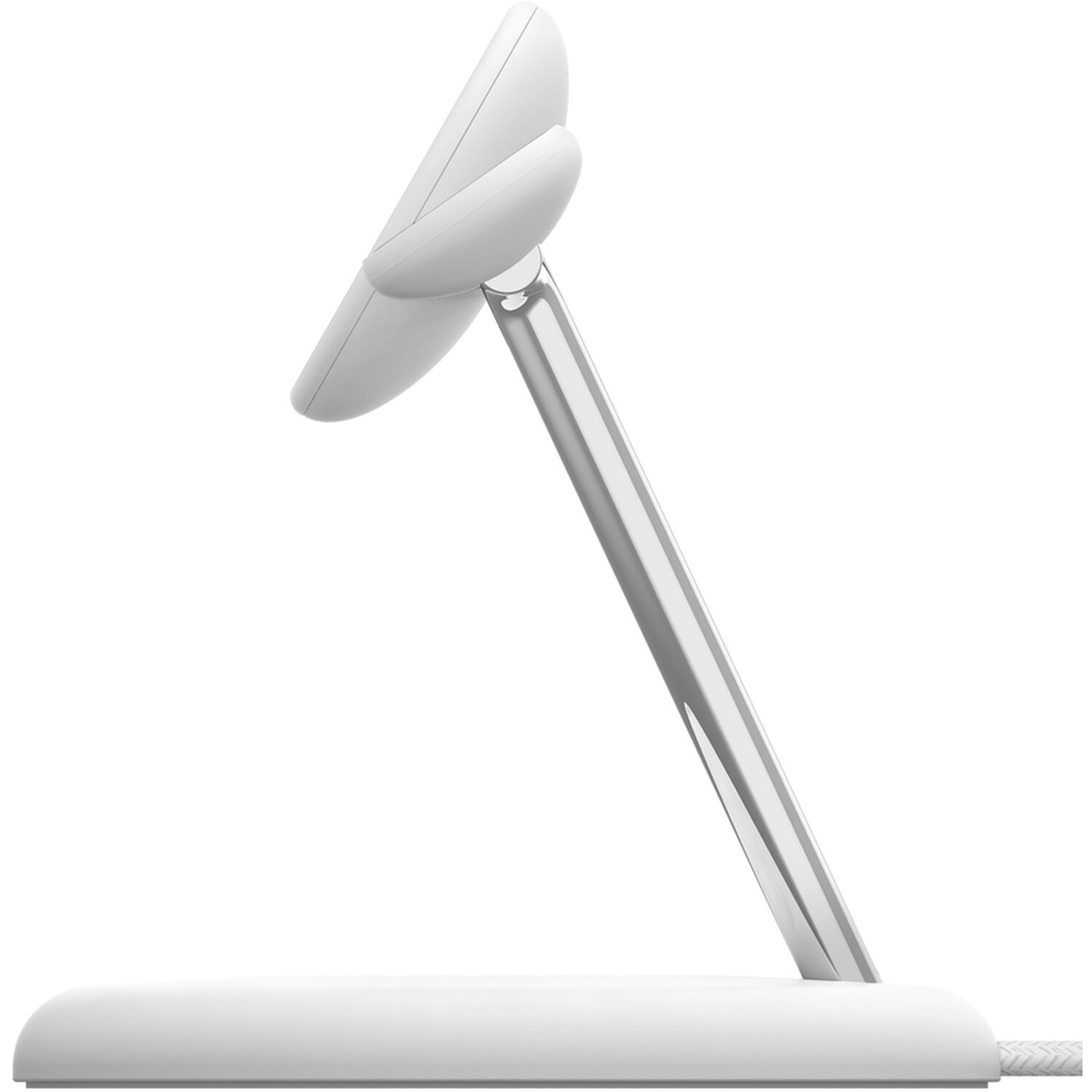 Belkin QI2 3-in-1 magnetic wireless stand in white for phone, earbuds, and watch charging — view 3