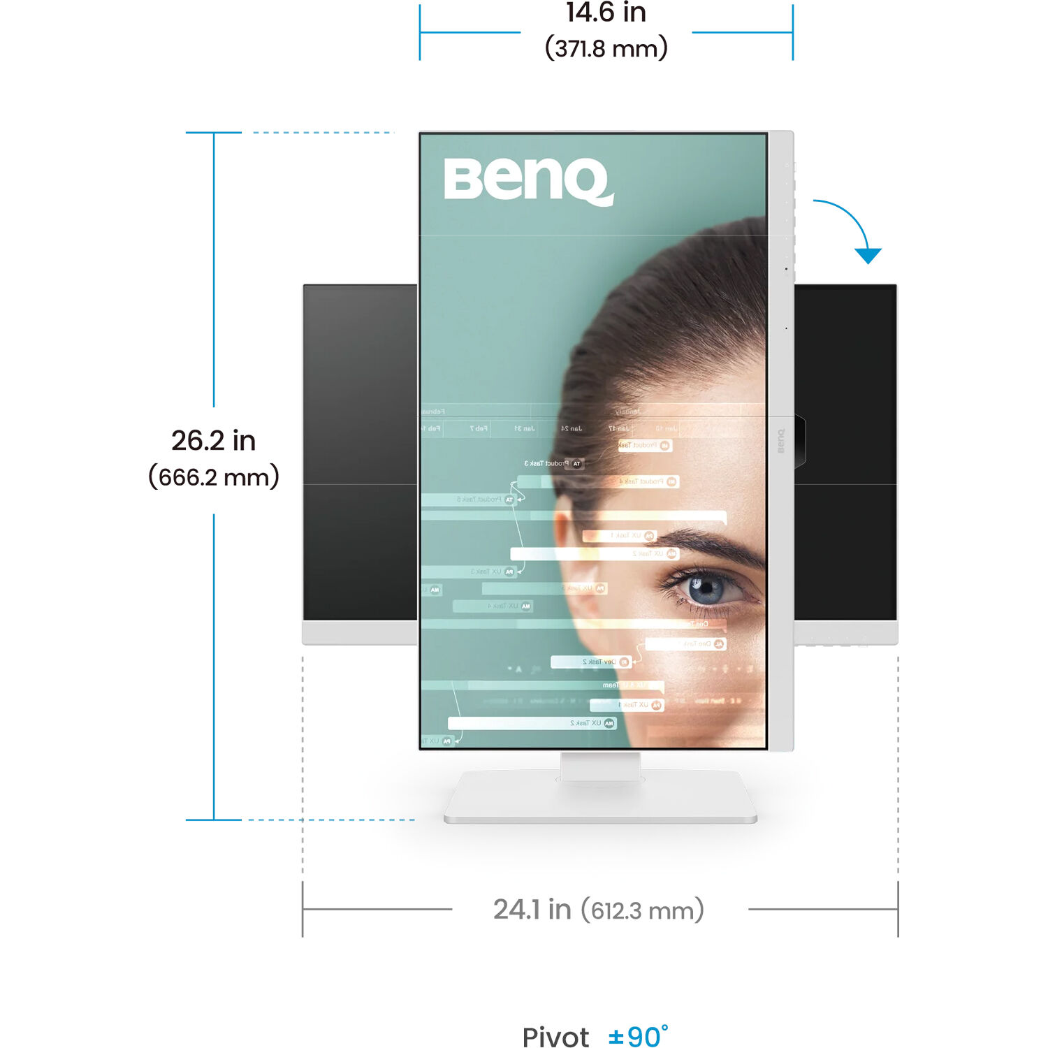 BenQ GW2786TC 27-inch white IPS monitor with Full HD resolution and 100 Hz refresh rate — view 8