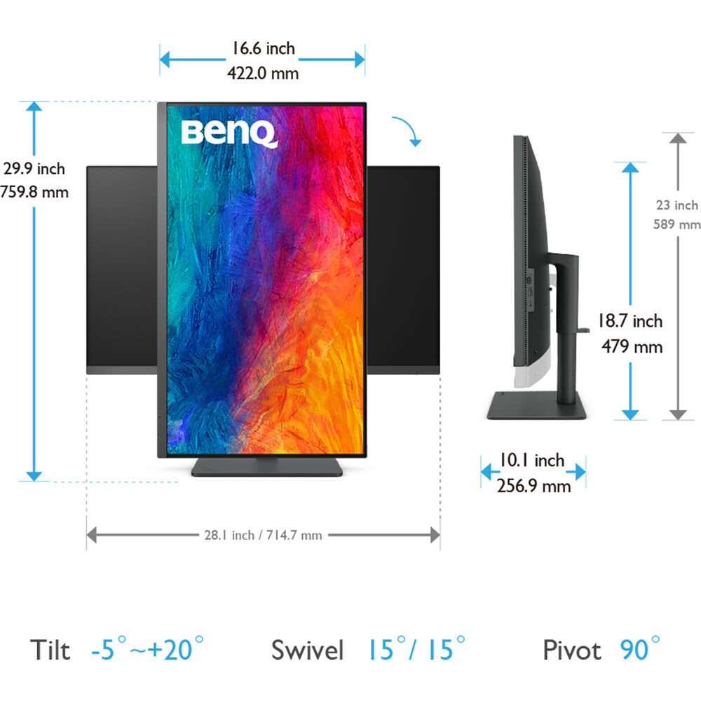 BenQ PD3205U 31.5-inch professional 4K IPS monitor in dark grey — view 13