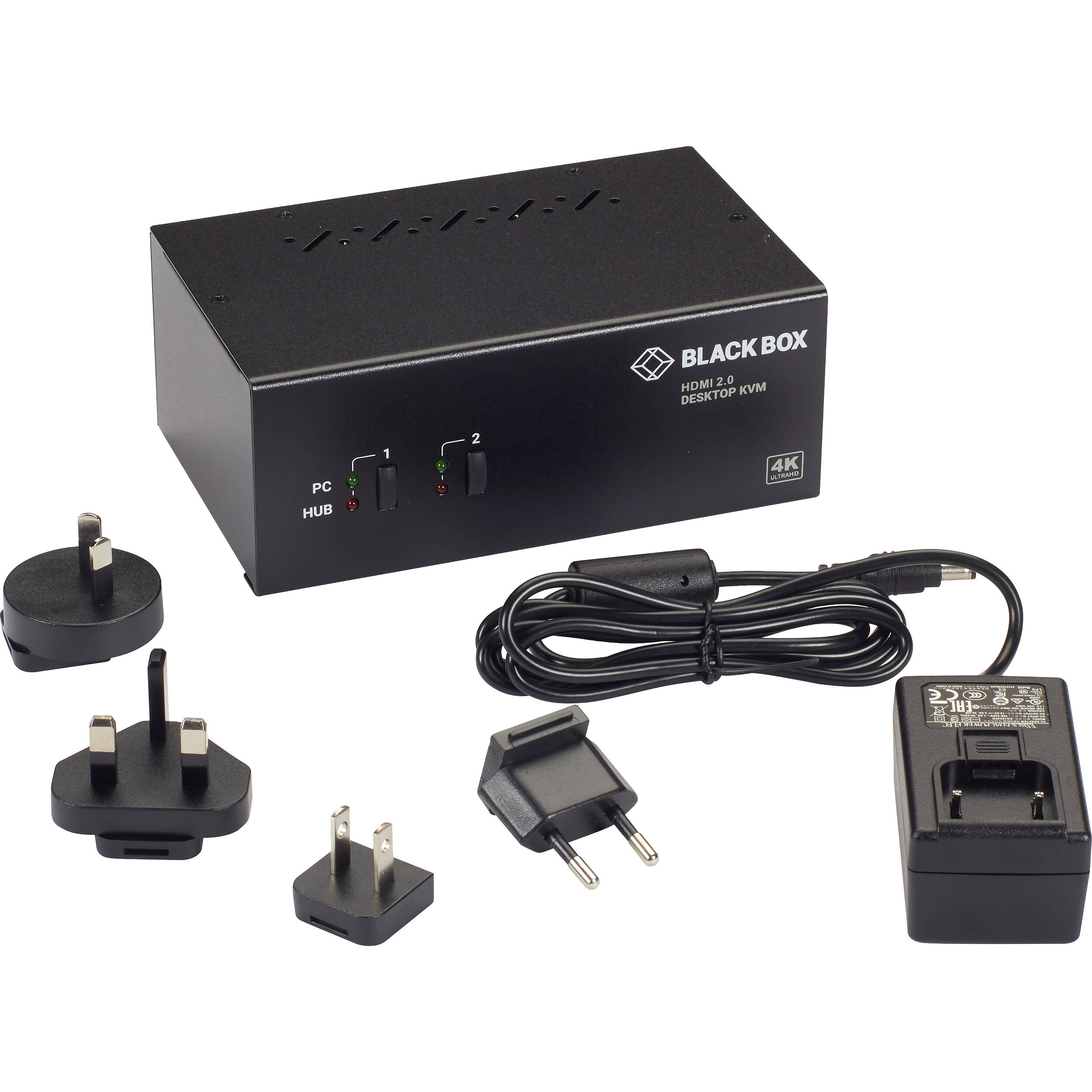 Black Box KV6222H 2-port dual-monitor HDMI KVM switch with 4K 60 Hz support — view 4