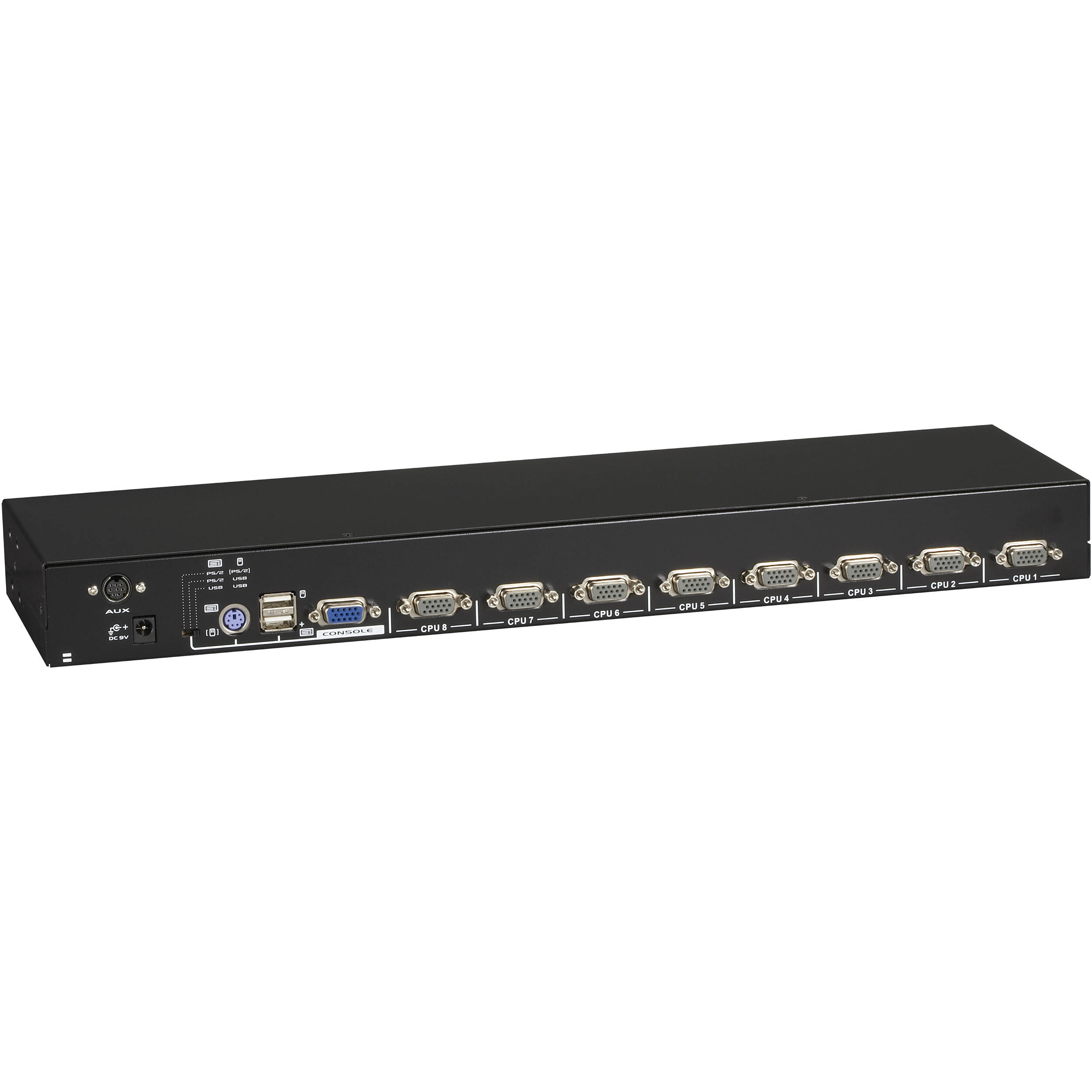 Black Box 8-port KVM switch for PS/2 or USB servers and consoles, rack-mount design — view 2