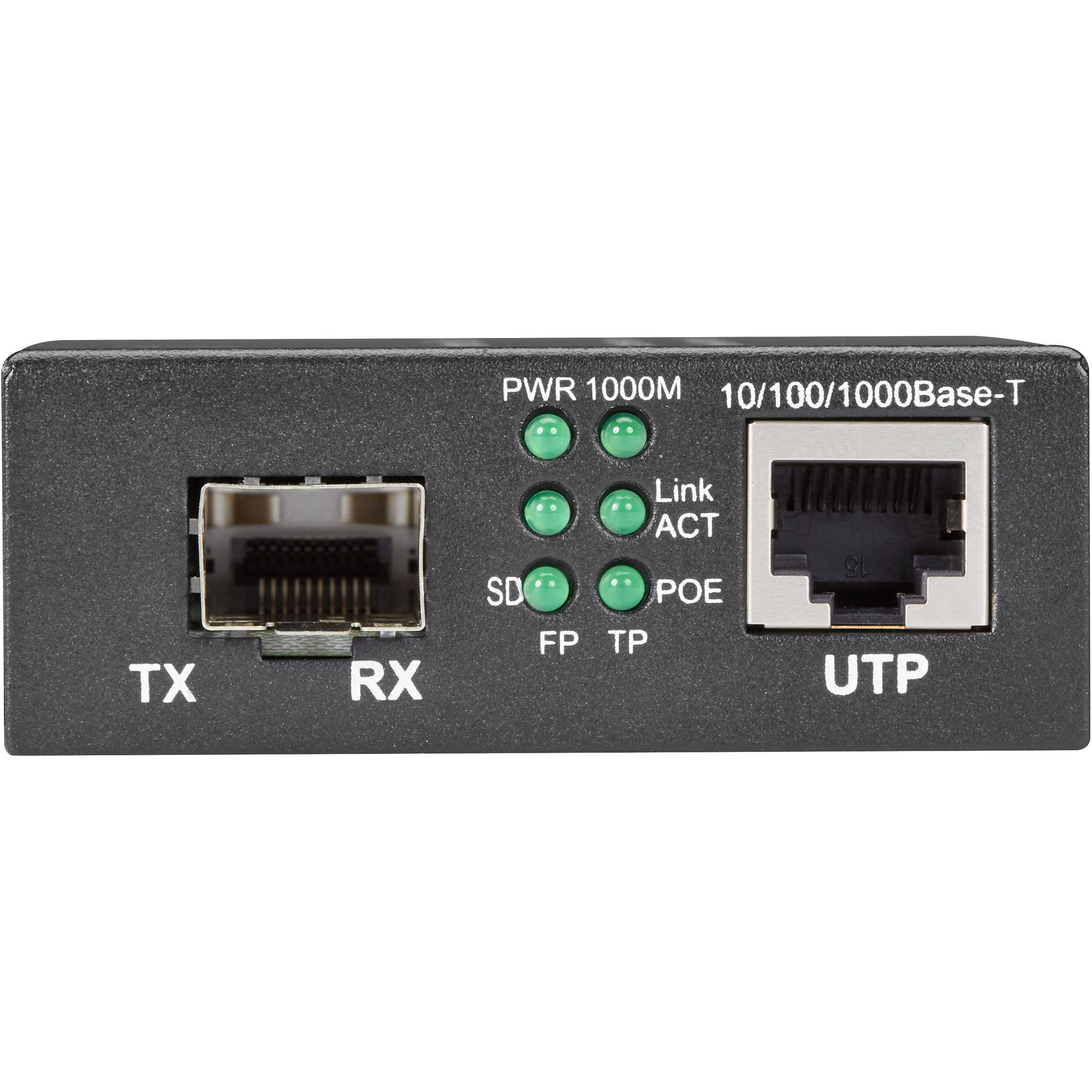 Black Box 10/100/1000 Ethernet PoE+ SFP media converter for copper-to-fiber edge networking — view 2