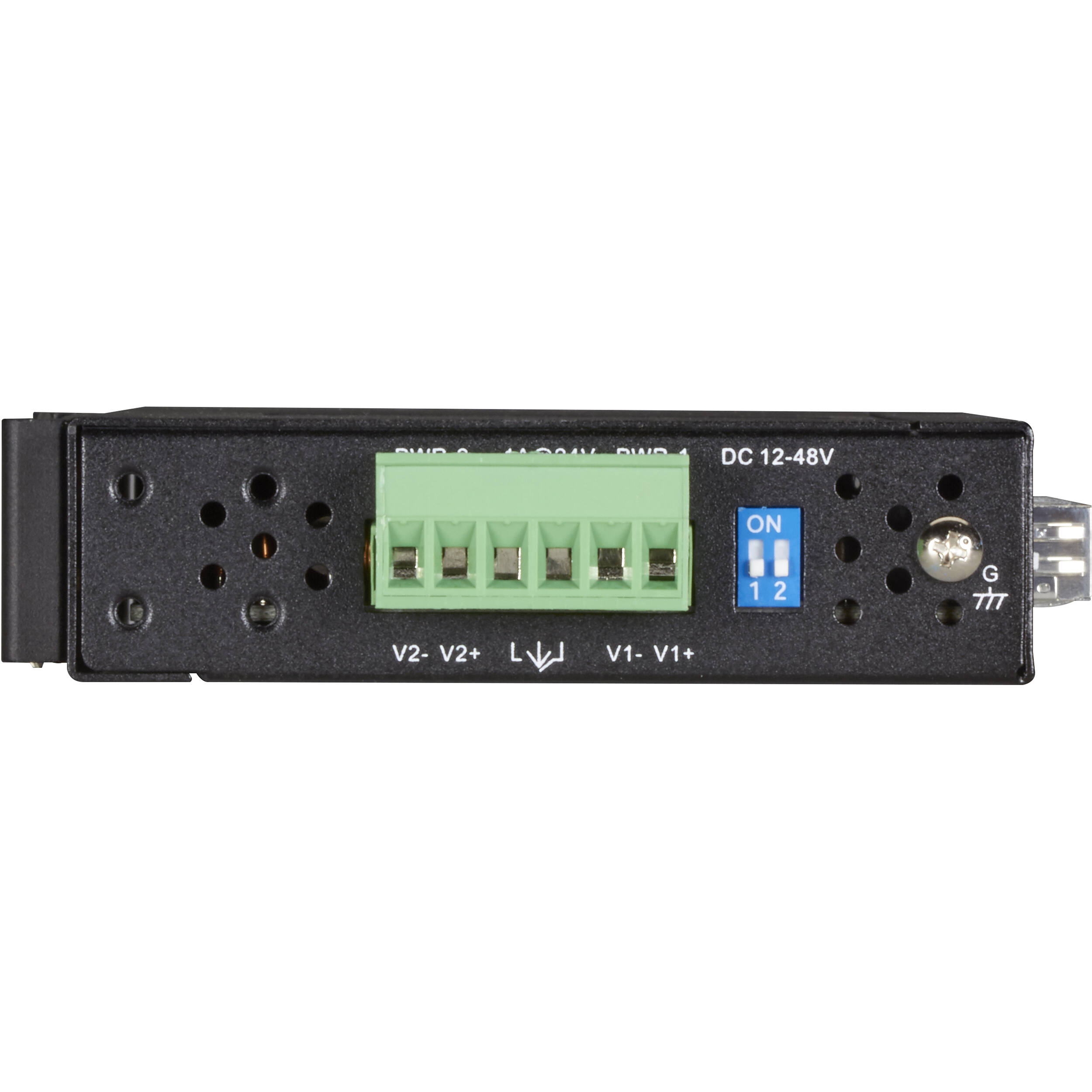 Black Box LGH1006A industrial switch with 4 Gigabit RJ-45 ports and 2 SFP slots — view 3