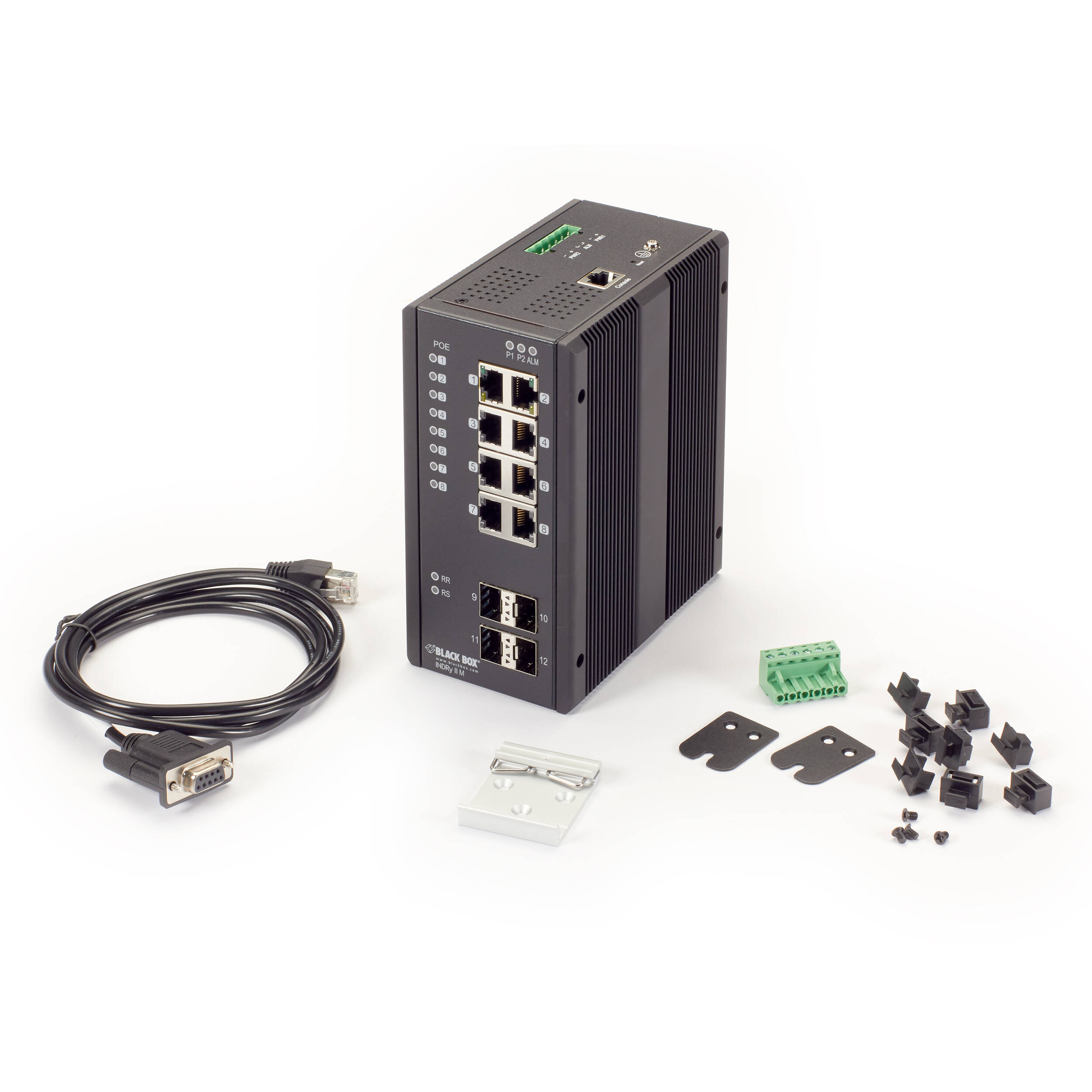 Black Box LIE1014A managed industrial Gigabit PoE+ switch with 8 ports for extreme-temperature deployments — view 5