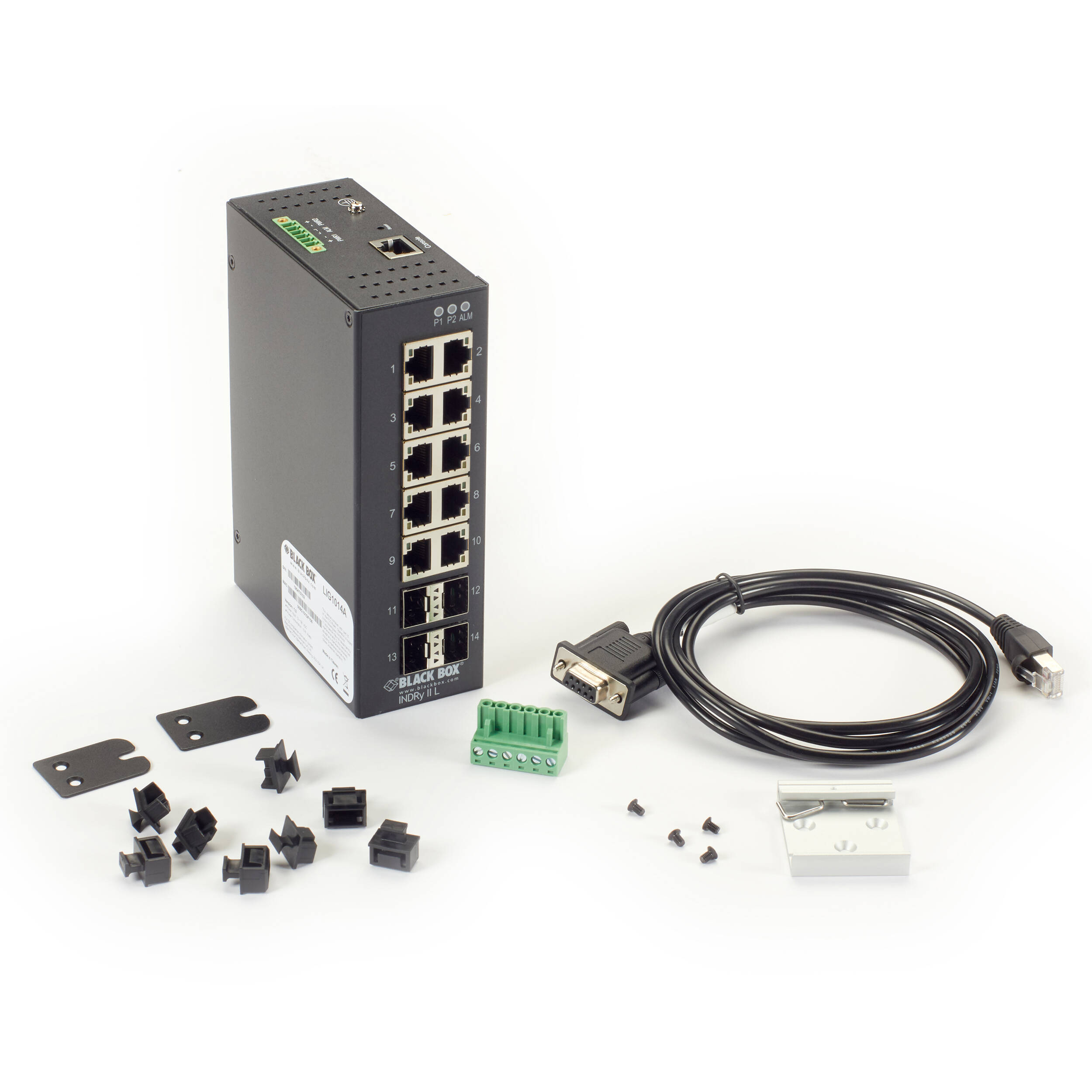 Black Box industrial managed switch with 10 RJ45 ports and 4 SFP slots — view 5