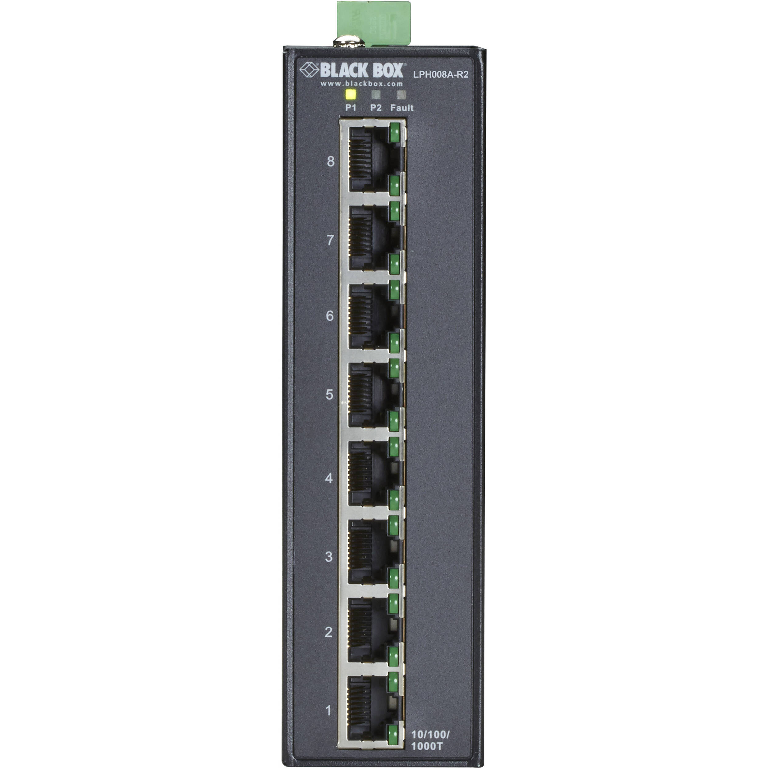 Black Box LPH008A-R2 Gigabit Ethernet industrial switch for extreme-temperature deployments — view 2