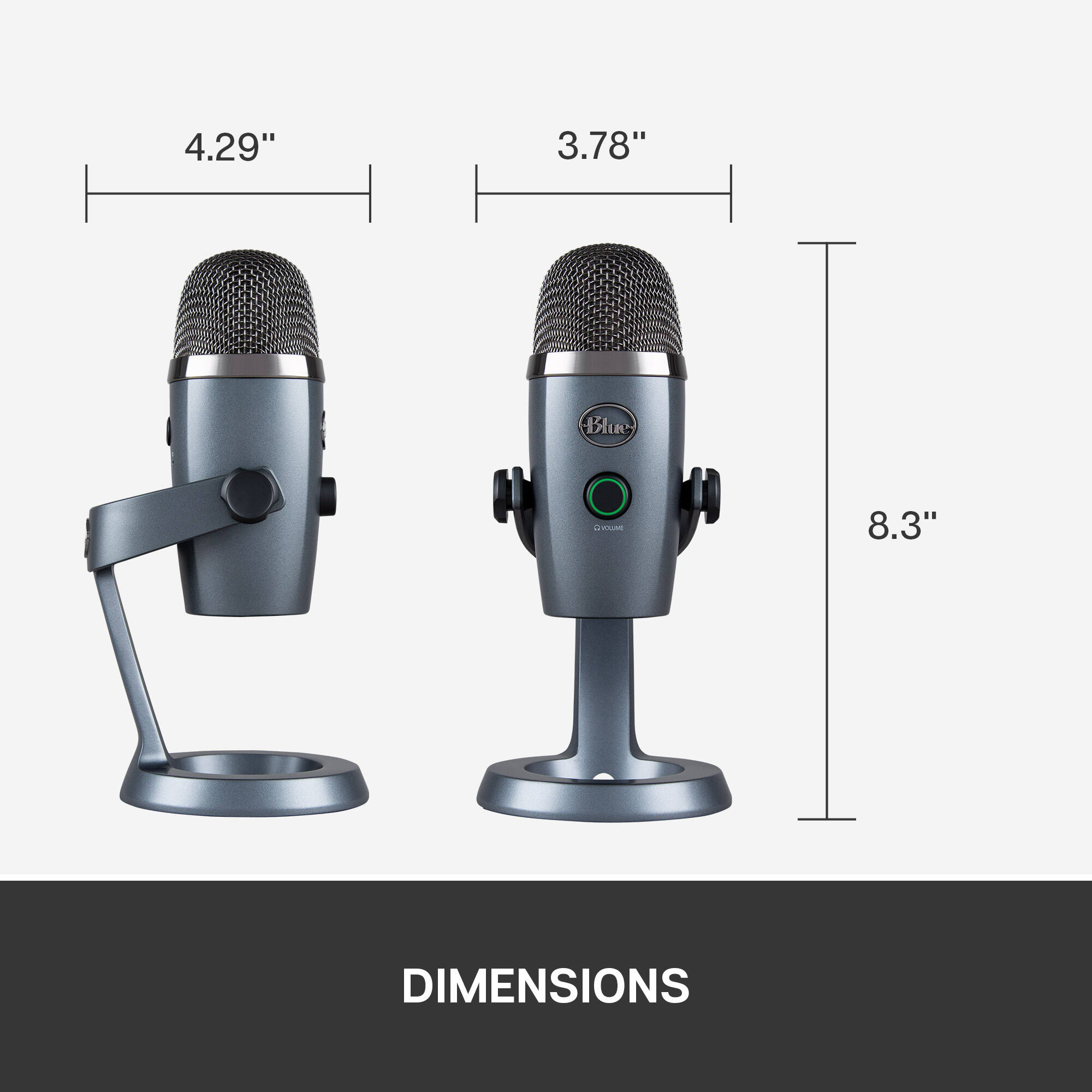 Blue Yeti Nano USB microphone in Shadow Grey for desktop calls and streaming — view 10