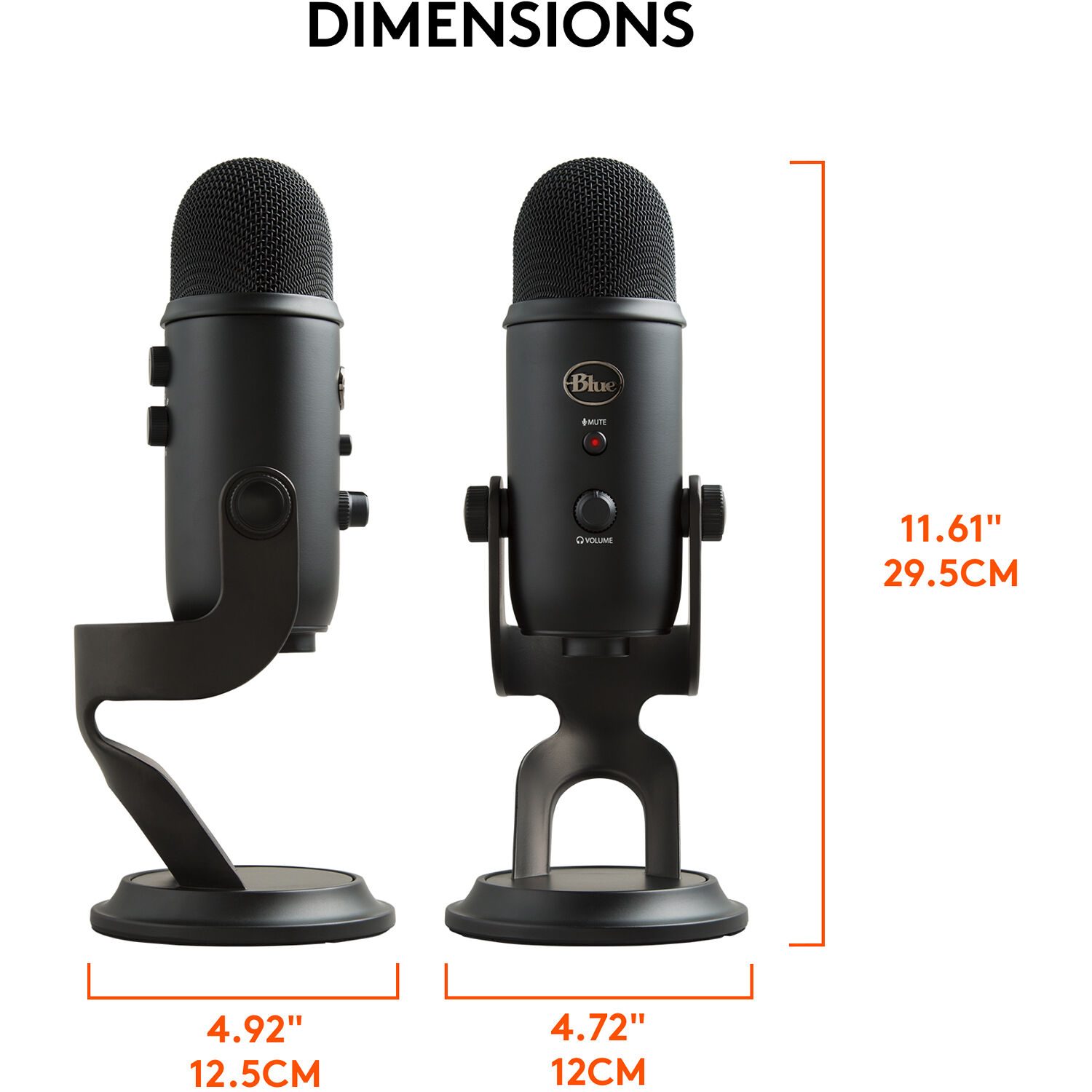 Blue Microphones Blue Yeti USB microphone in Blackout finish, desktop condenser mic — view 10