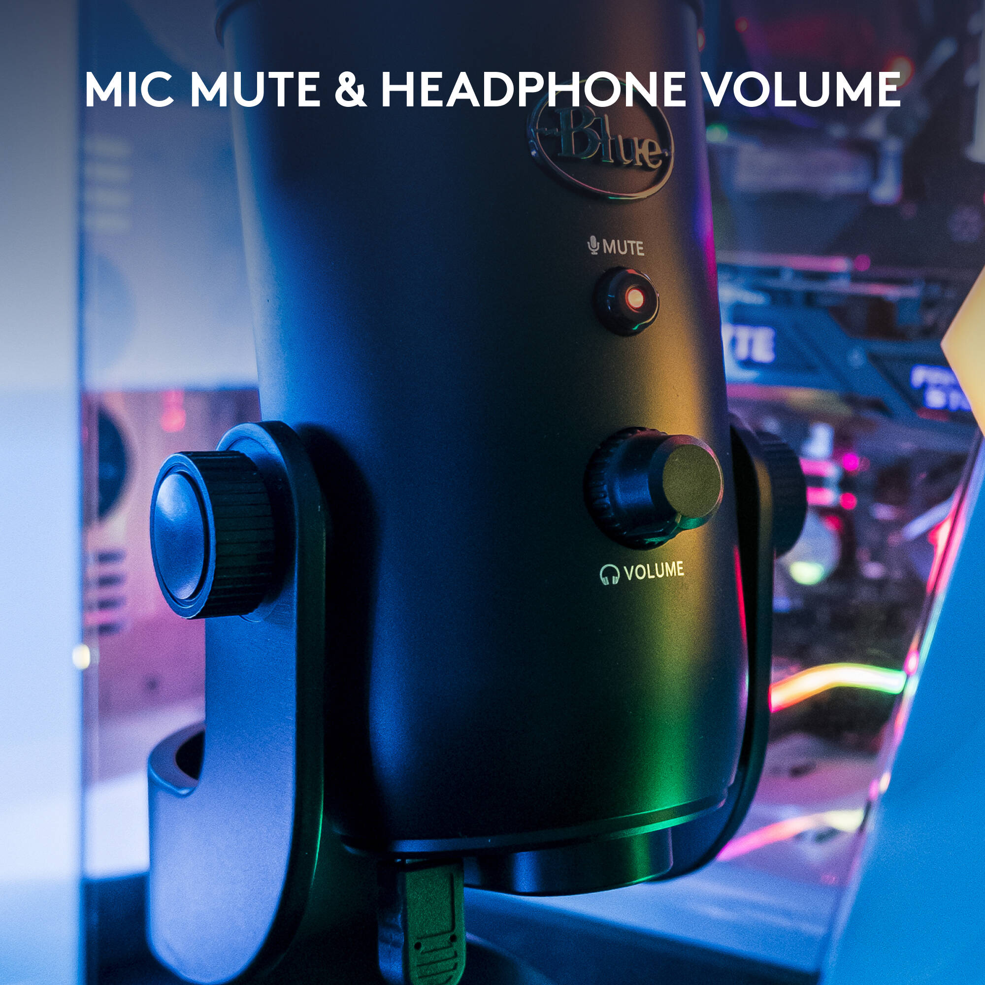 Blue Microphones Blue Yeti USB microphone in Blackout finish, desktop condenser mic — view 8