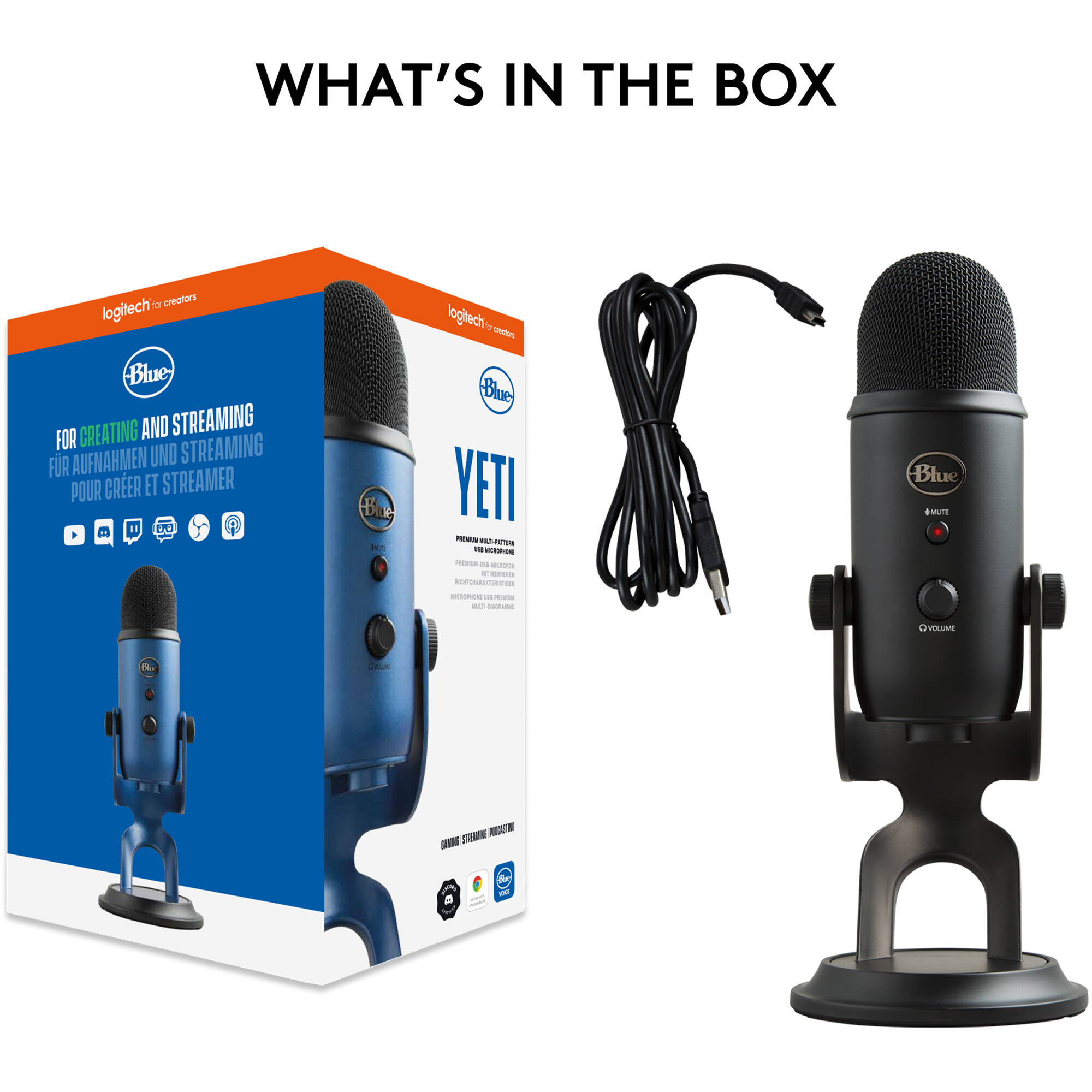Blue Microphones Blue Yeti USB microphone in Blackout finish, desktop condenser mic — view 9