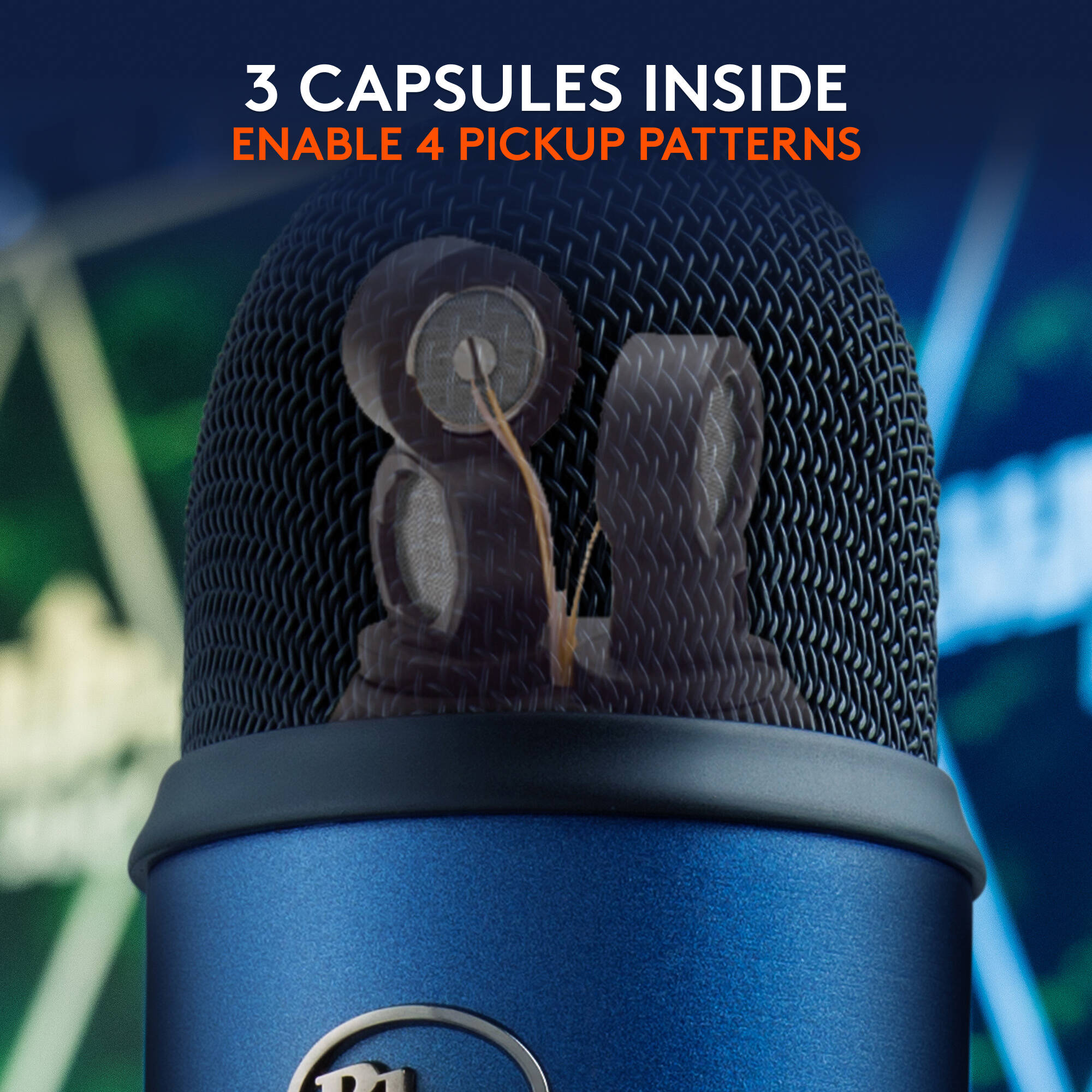 Logitech USB microphone in Midnight Blue with four polar patterns and headphone monitoring — view 4