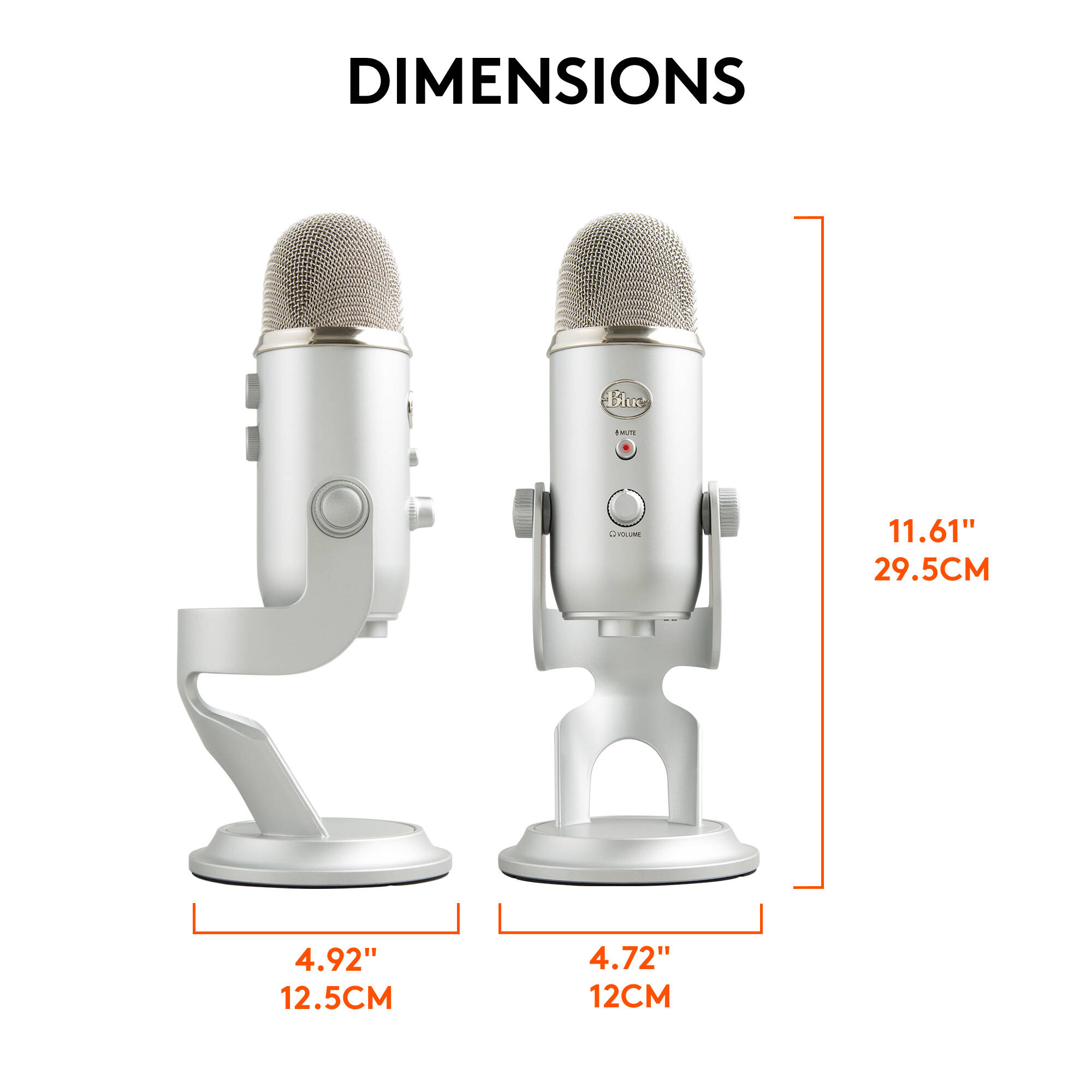 Blue Yeti USB desktop microphone in silver finish — view 10