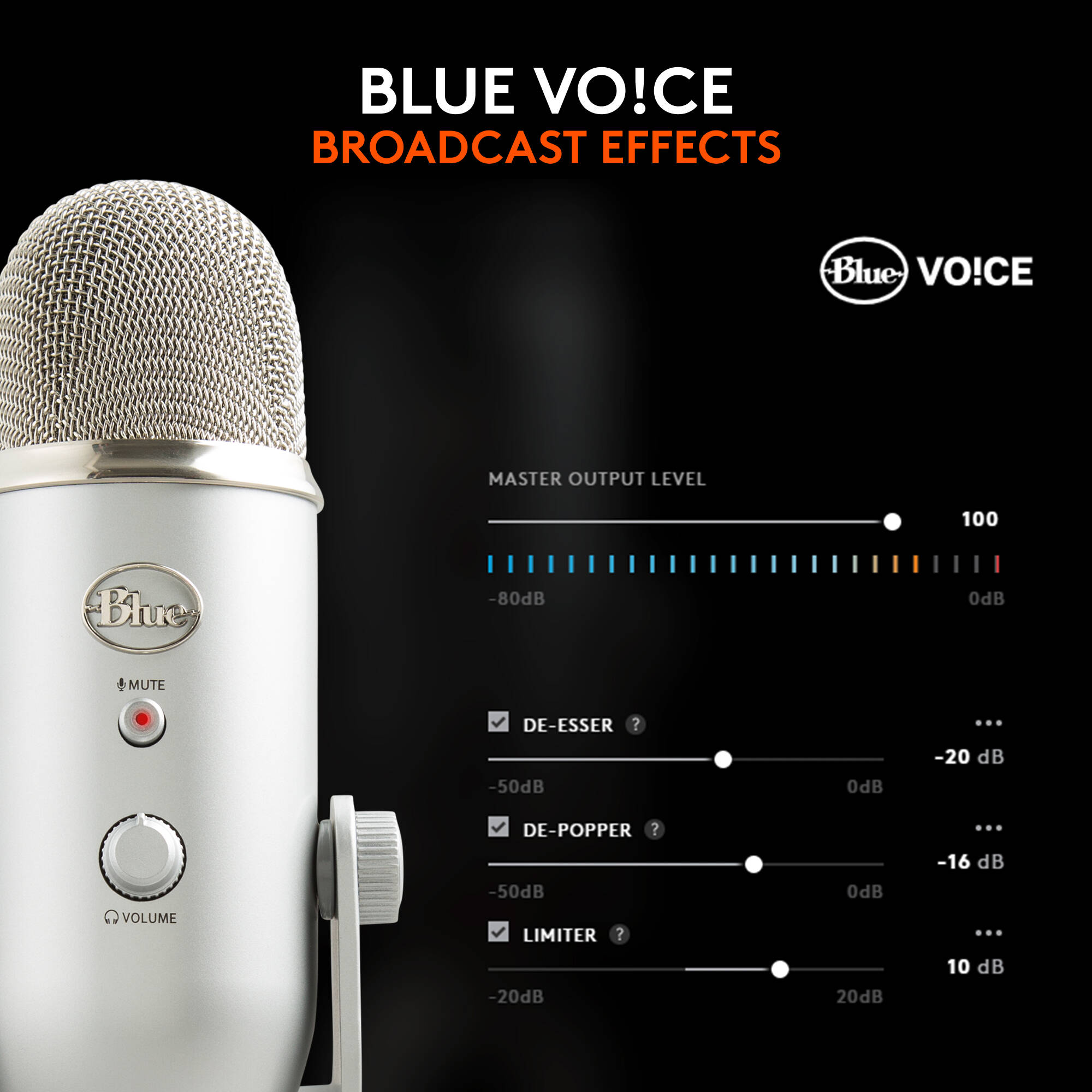Blue Yeti USB desktop microphone in silver finish — view 3