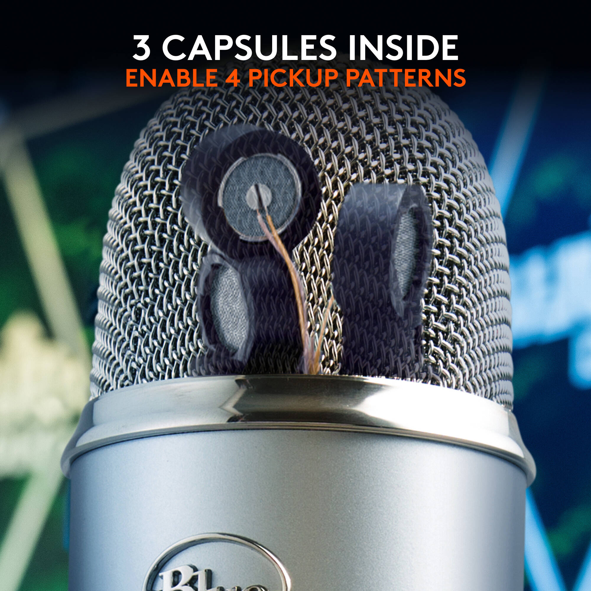 Blue Yeti USB desktop microphone in silver finish — view 4
