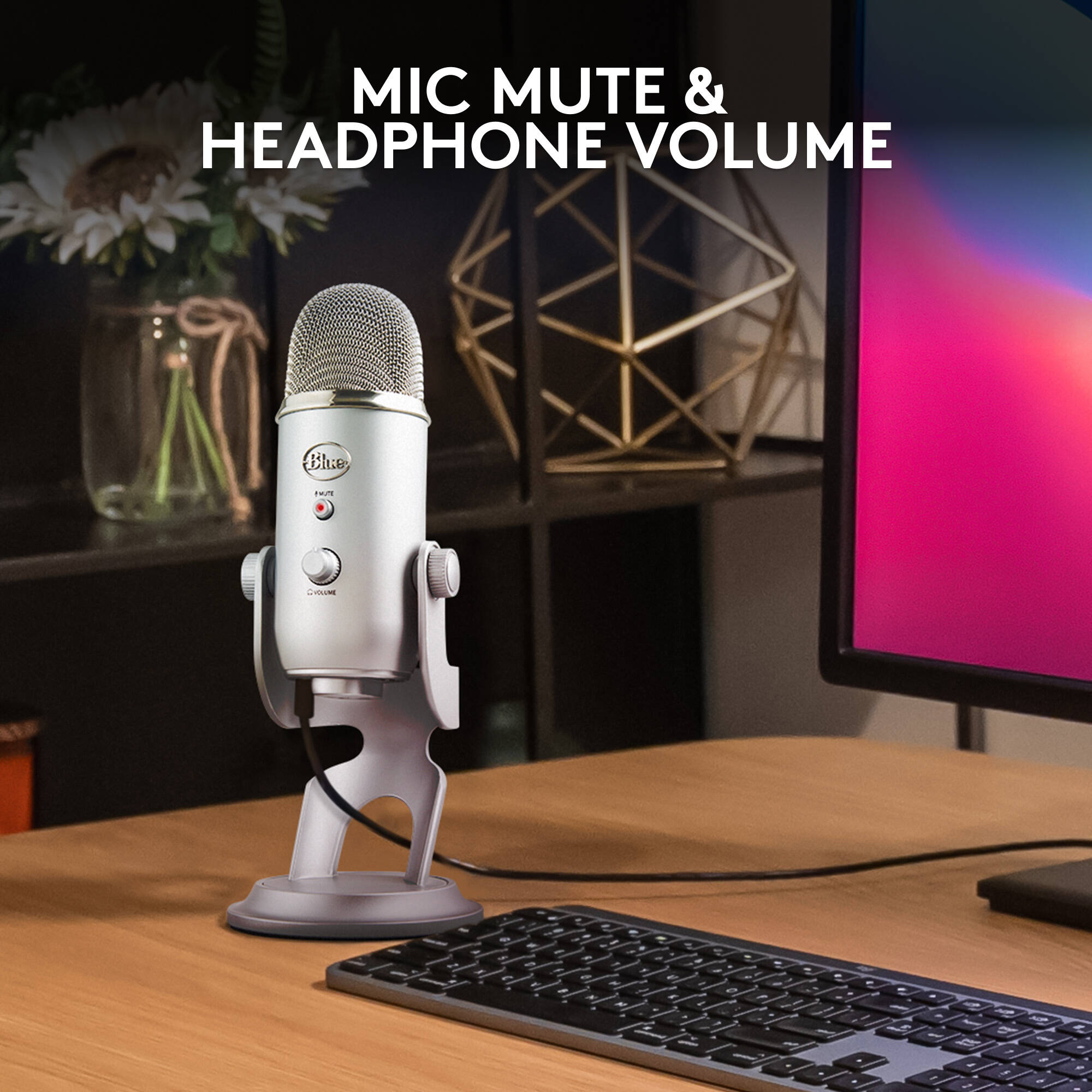 Blue Yeti USB desktop microphone in silver finish — view 7