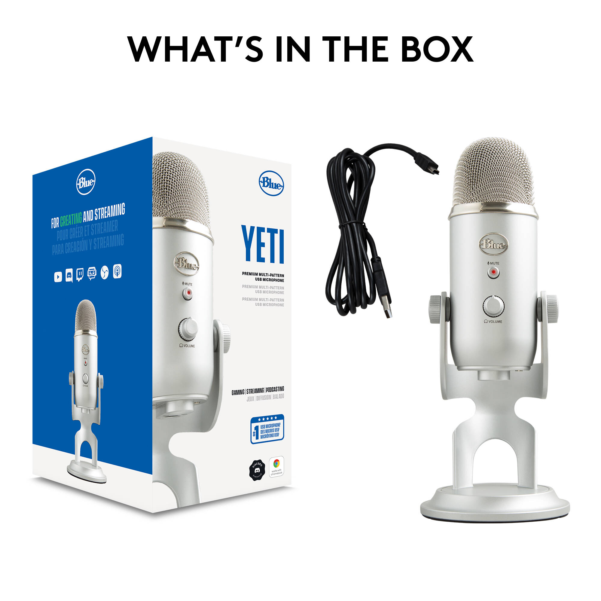Blue Yeti USB desktop microphone in silver finish — view 9