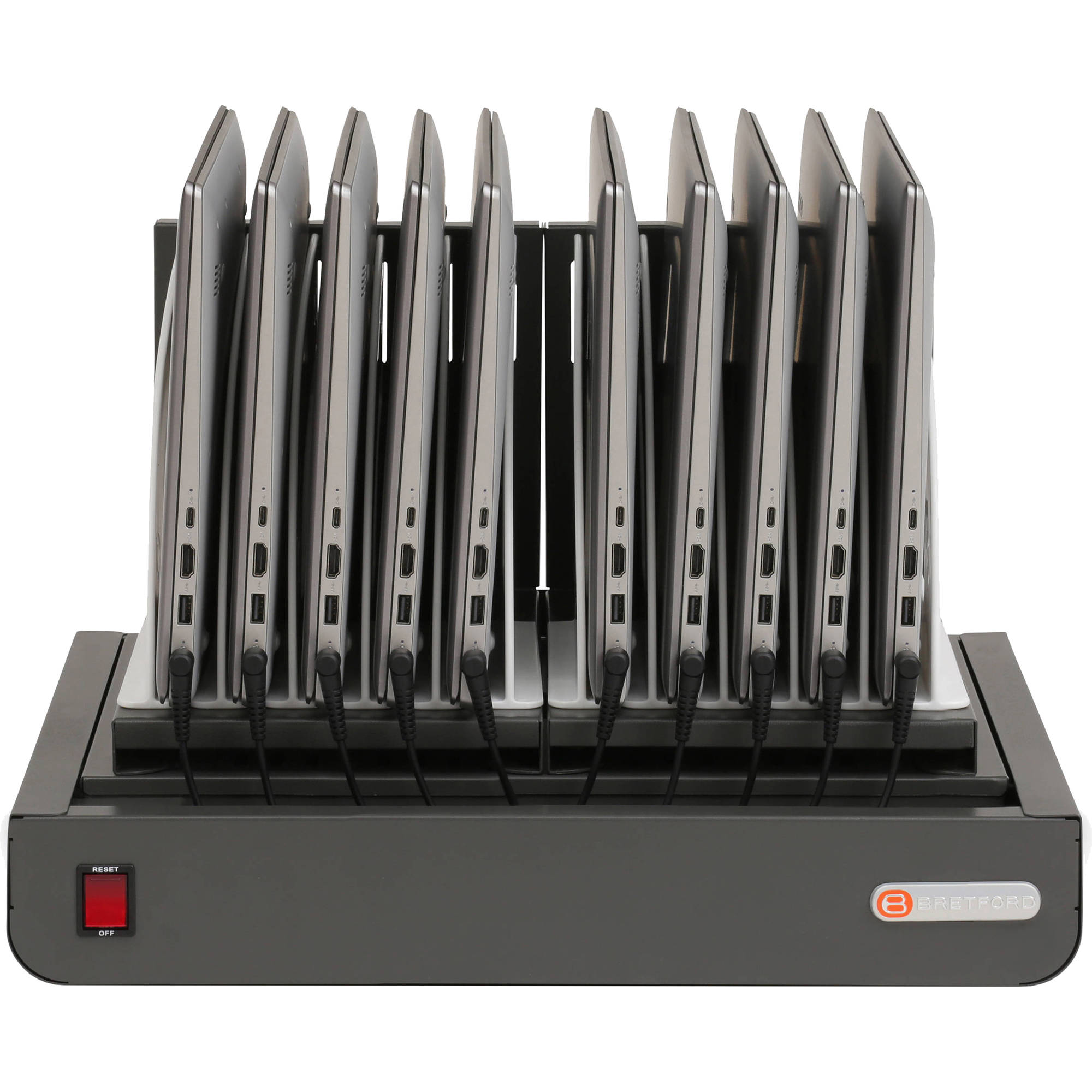 Bretford TVT10AC-BP black pumice Cube Micro Tray for 10-unit AC power distribution — view 2