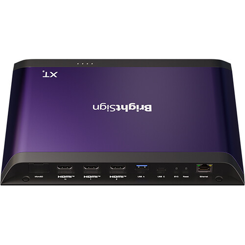 BrightSign XT2145 Expanded I/O media player with dual HDMI out, HDMI in, and USB-C for enterprise signage — view 2
