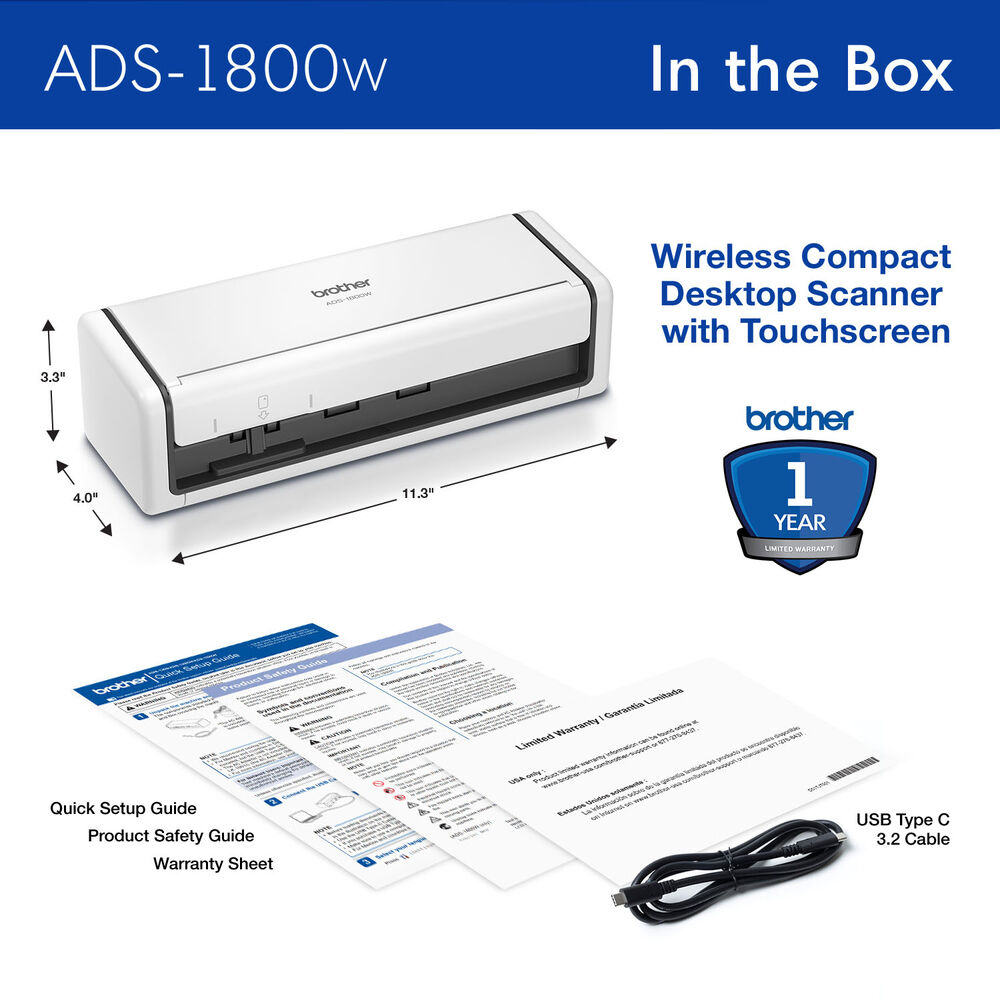Brother ADS-1800W wireless desktop document scanner with duplex scanning — view 7