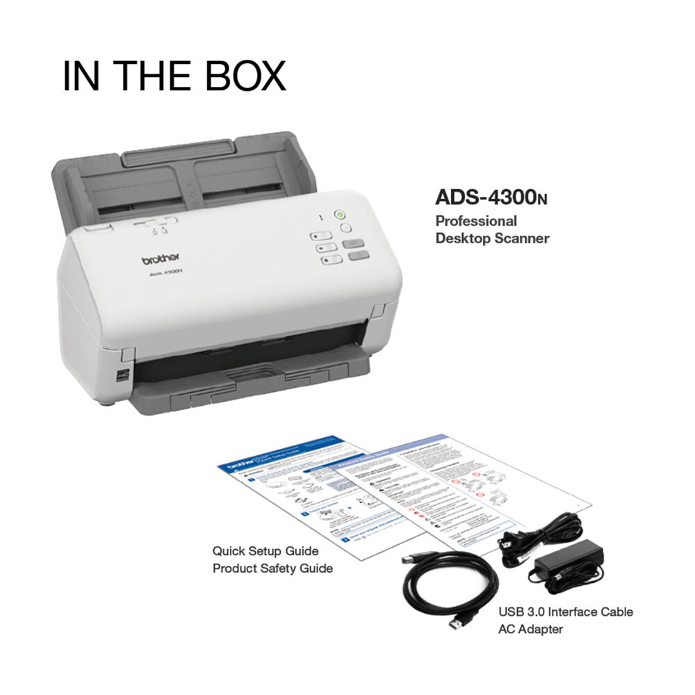 Brother ADS-4300N desktop document scanner for workgroups with network connectivity and duplex scanning — view 2