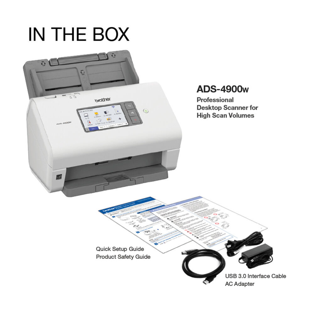 Brother ADS-4900W desktop document scanner with wireless connectivity, duplex scanning, and 100-sheet ADF — view 2