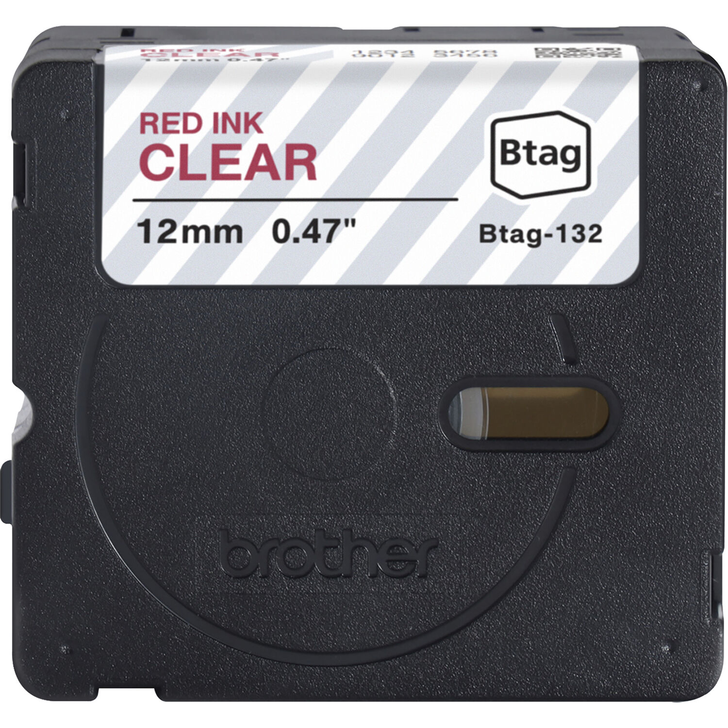 Brother BTAG132 12 mm red-on-clear label tape, 4 m roll for Brother Btag label makers — view 3